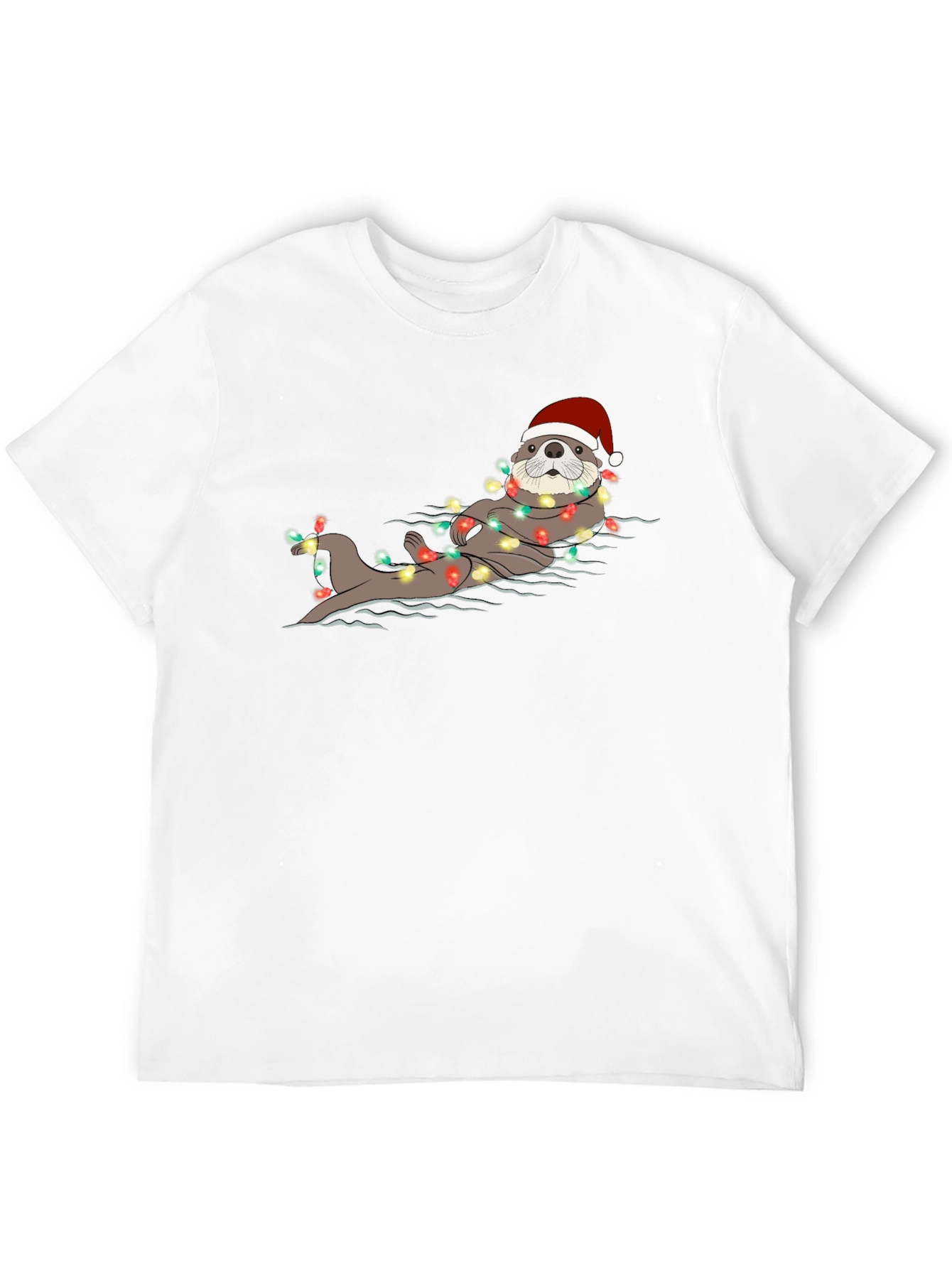Festive Otter Christmas Lights Graphic Tee