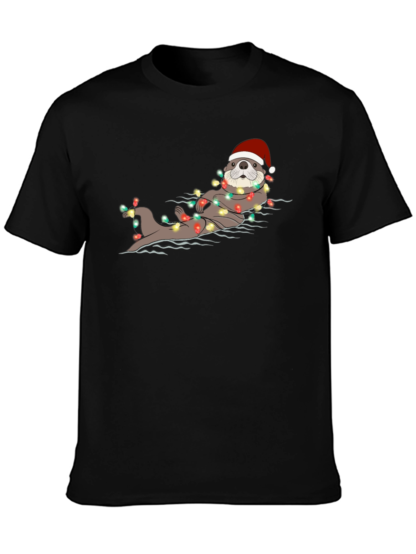 Festive Otter Christmas Lights Graphic Tee