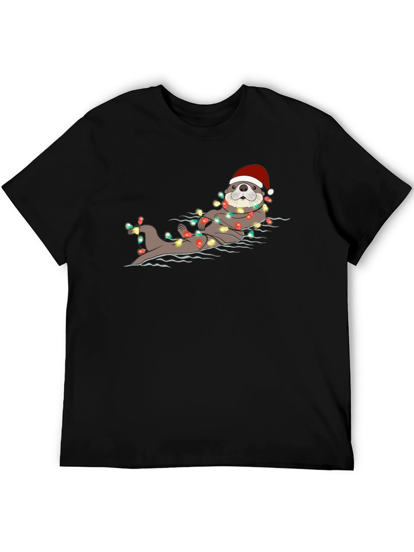 Festive Otter Christmas Lights Graphic Tee