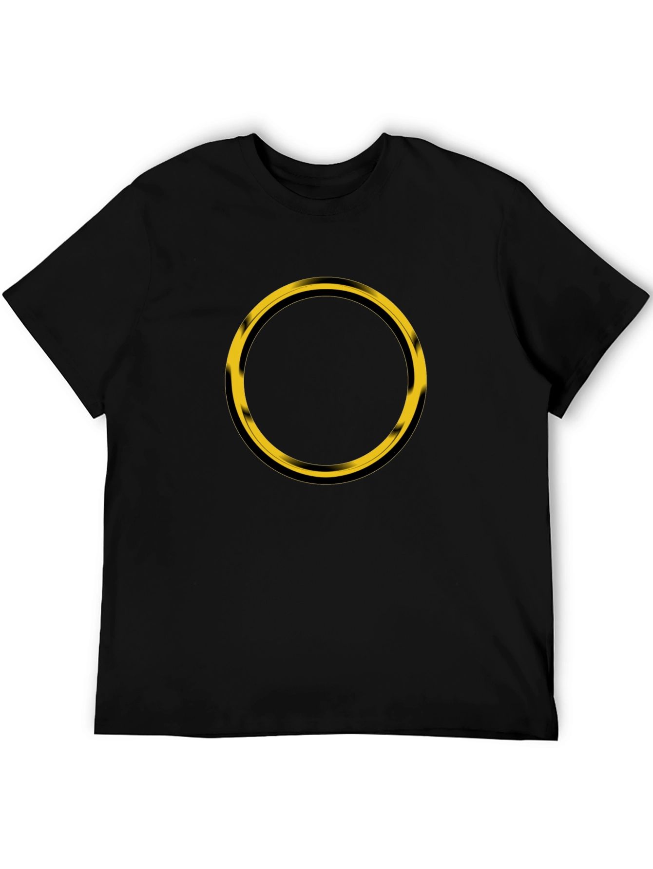 Mens Black T-Shirt with Gold Circle Design