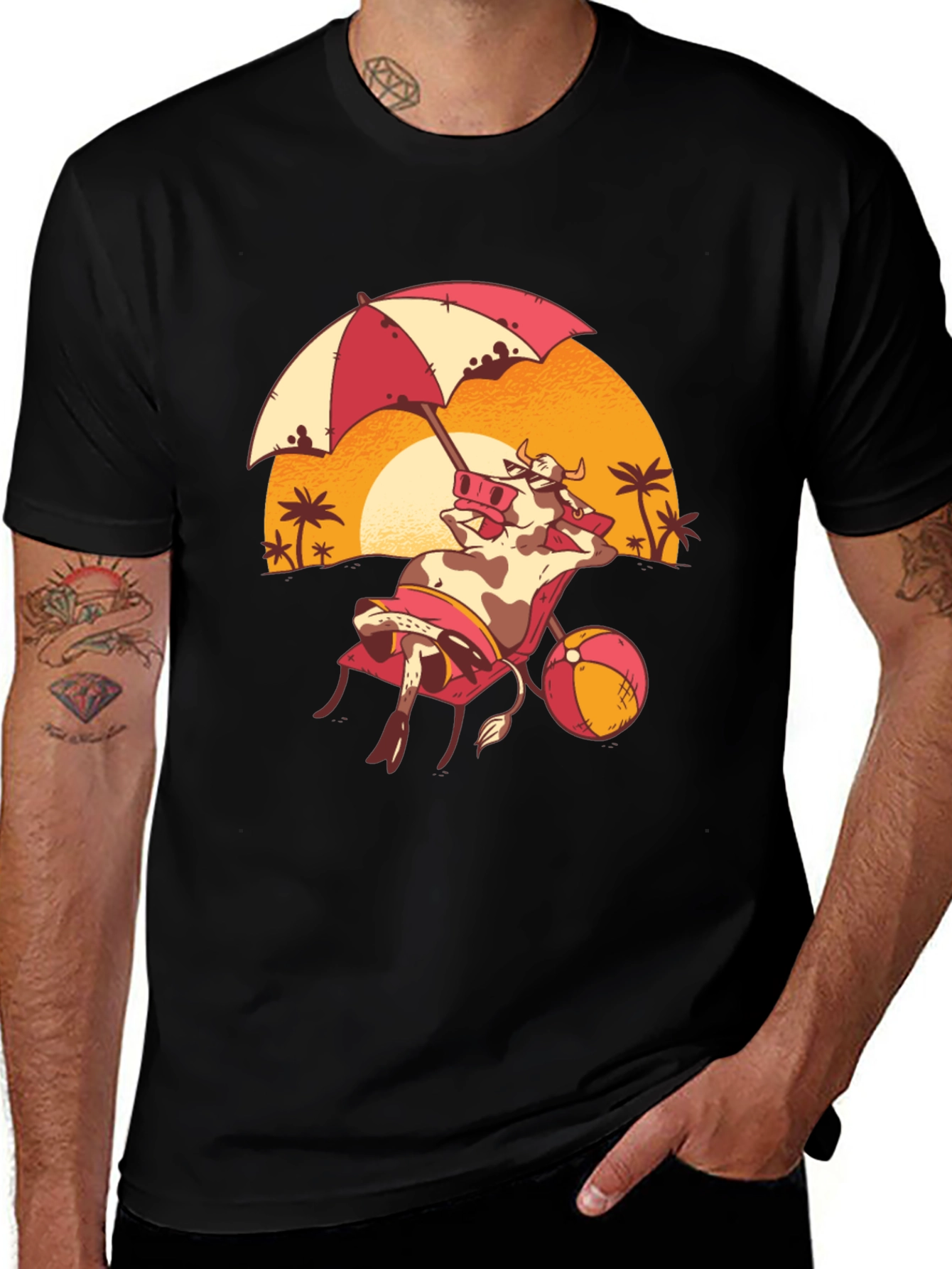 Funny Cow Beach T-Shirt - Summer Vacation Tee