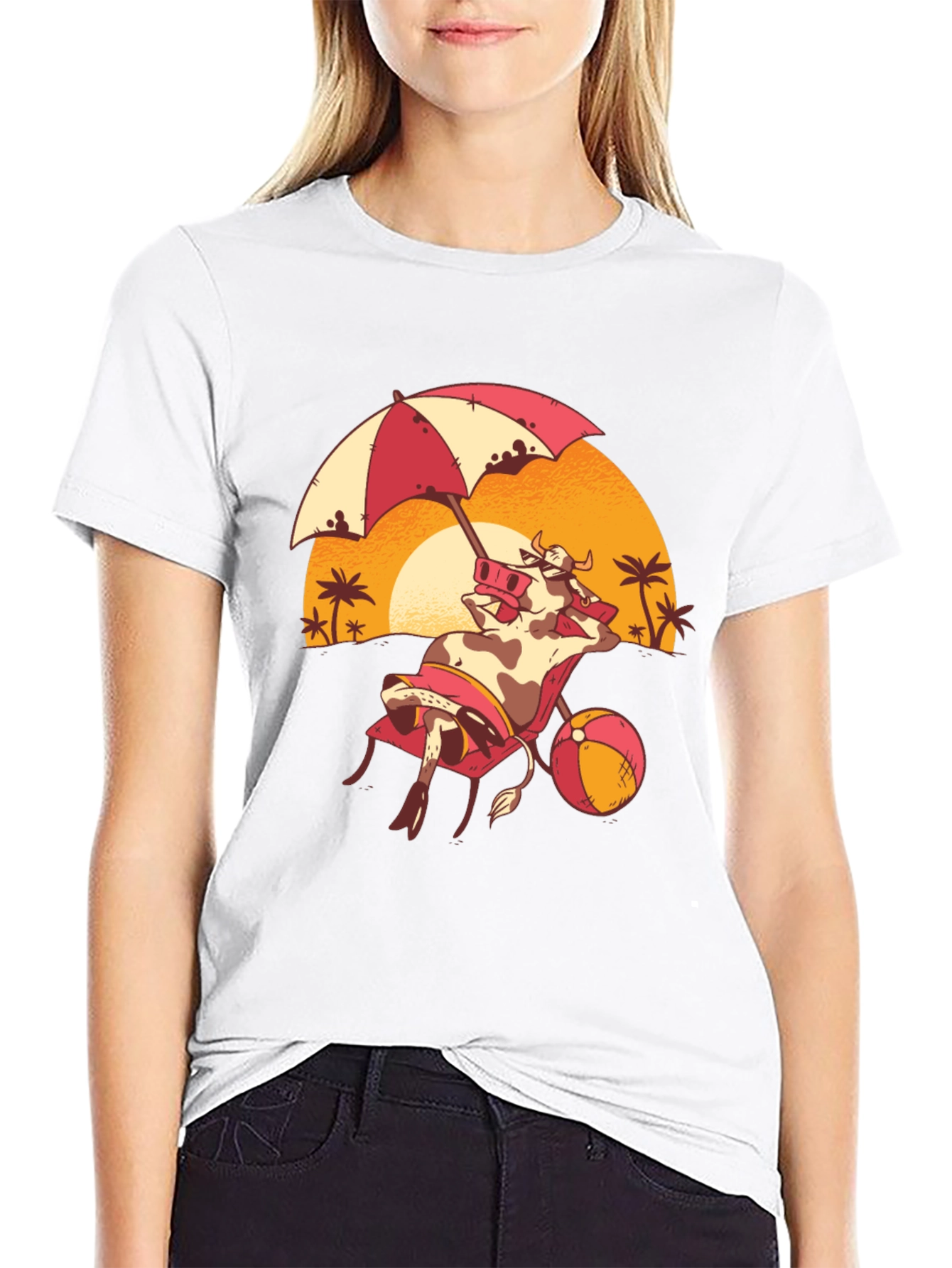 Funny Cow Beach T-Shirt - Summer Vacation Tee