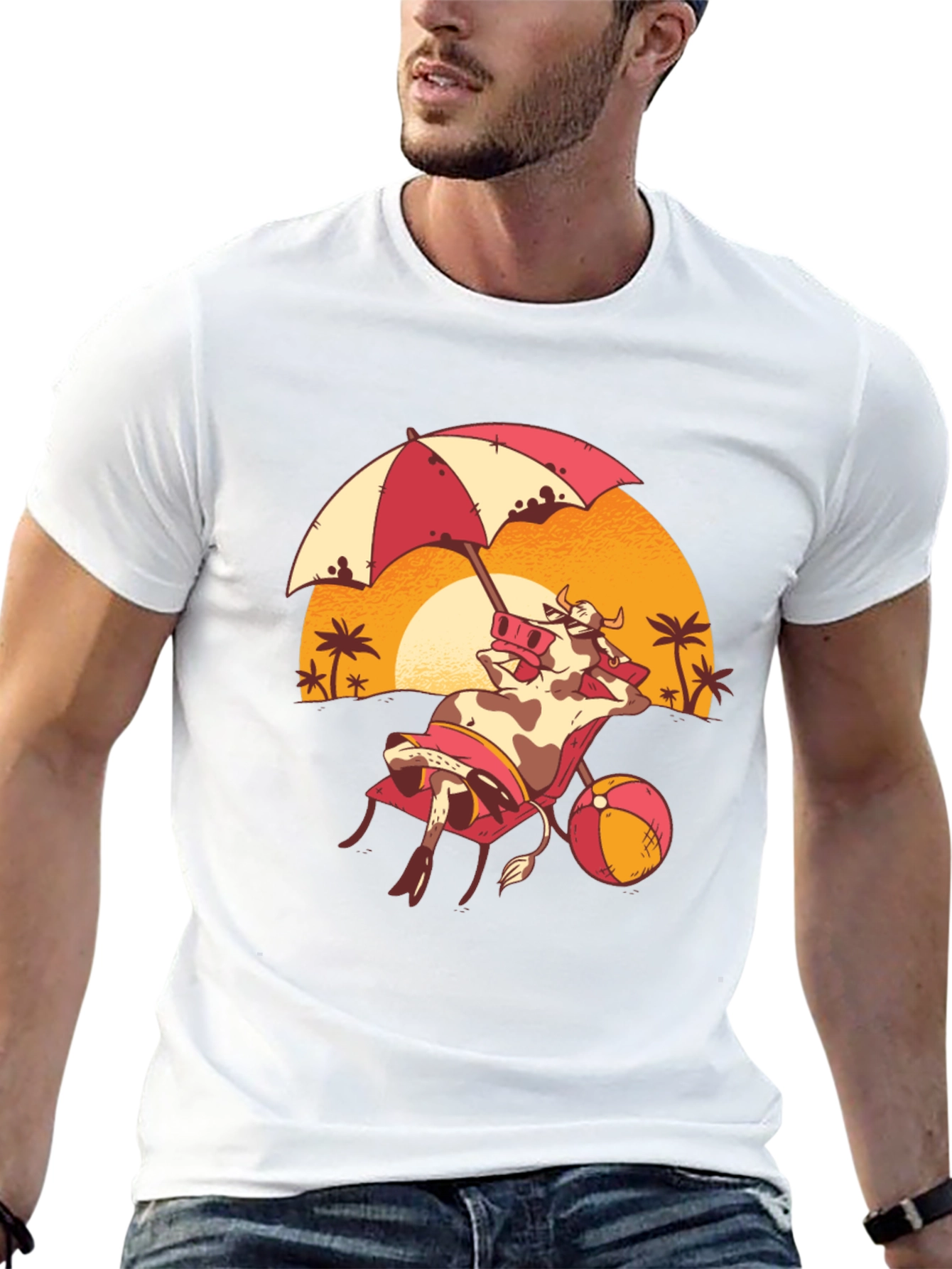 Funny Cow Beach T-Shirt - Summer Vacation Tee