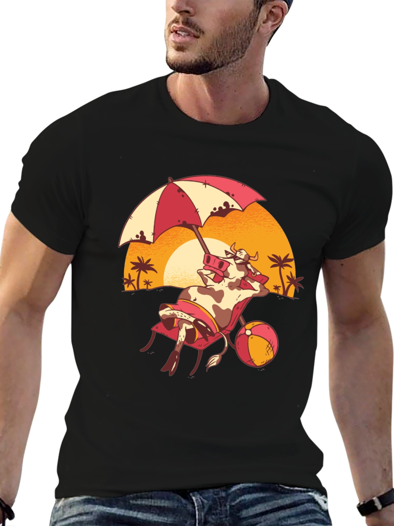 Funny Cow Beach T-Shirt - Summer Vacation Tee