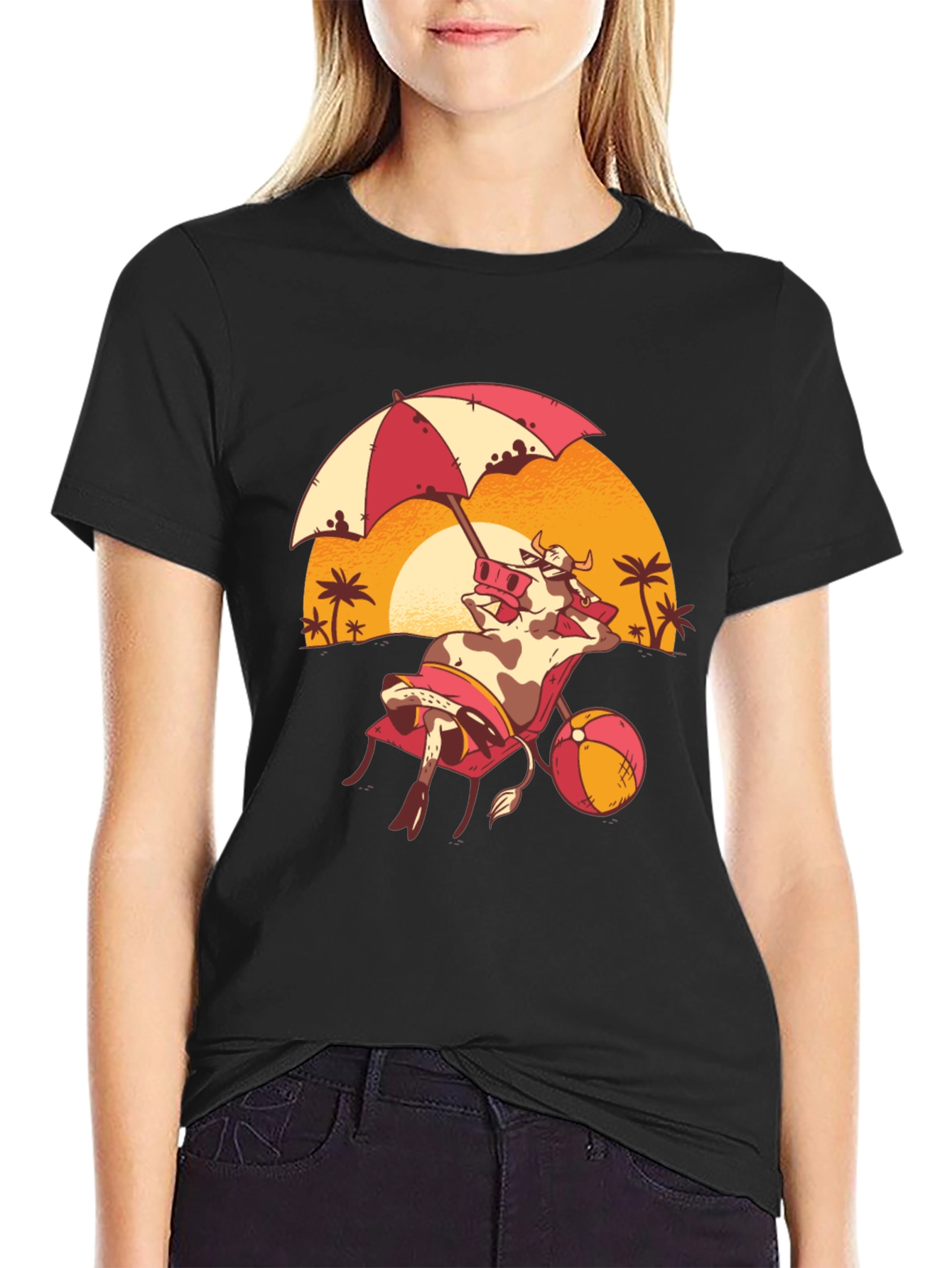 Funny Cow Beach T-Shirt - Summer Vacation Tee