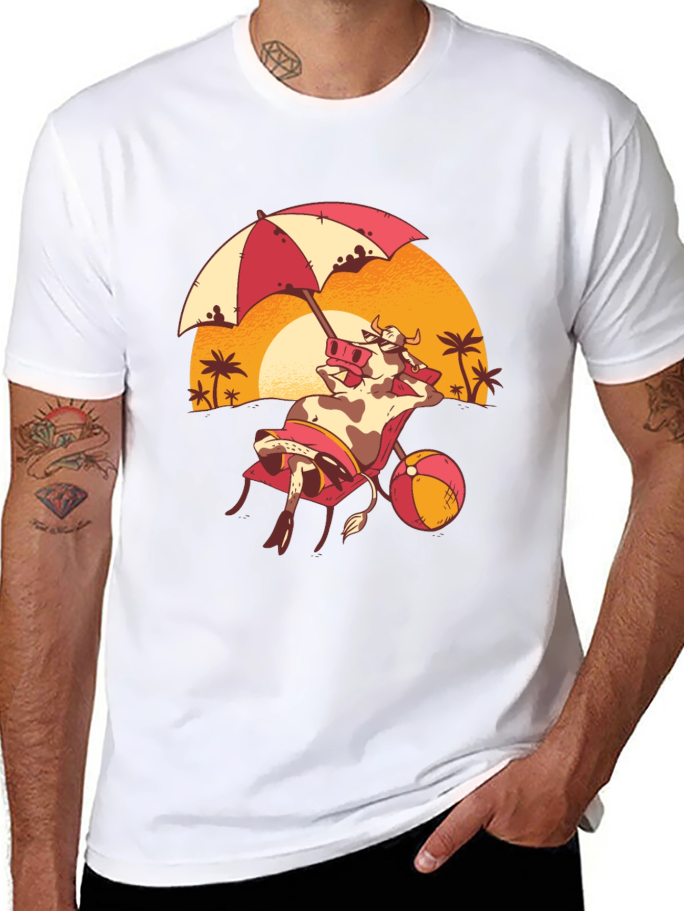 Funny Cow Beach T-Shirt - Summer Vacation Tee