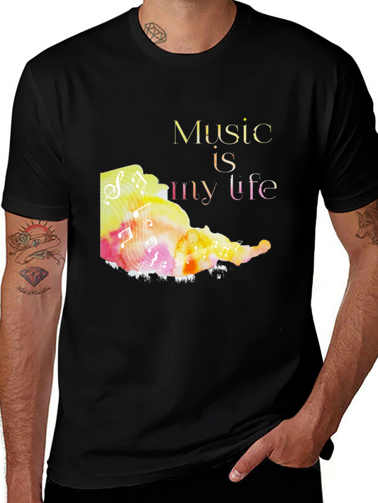 Music is My Life Graphic Tee - Black