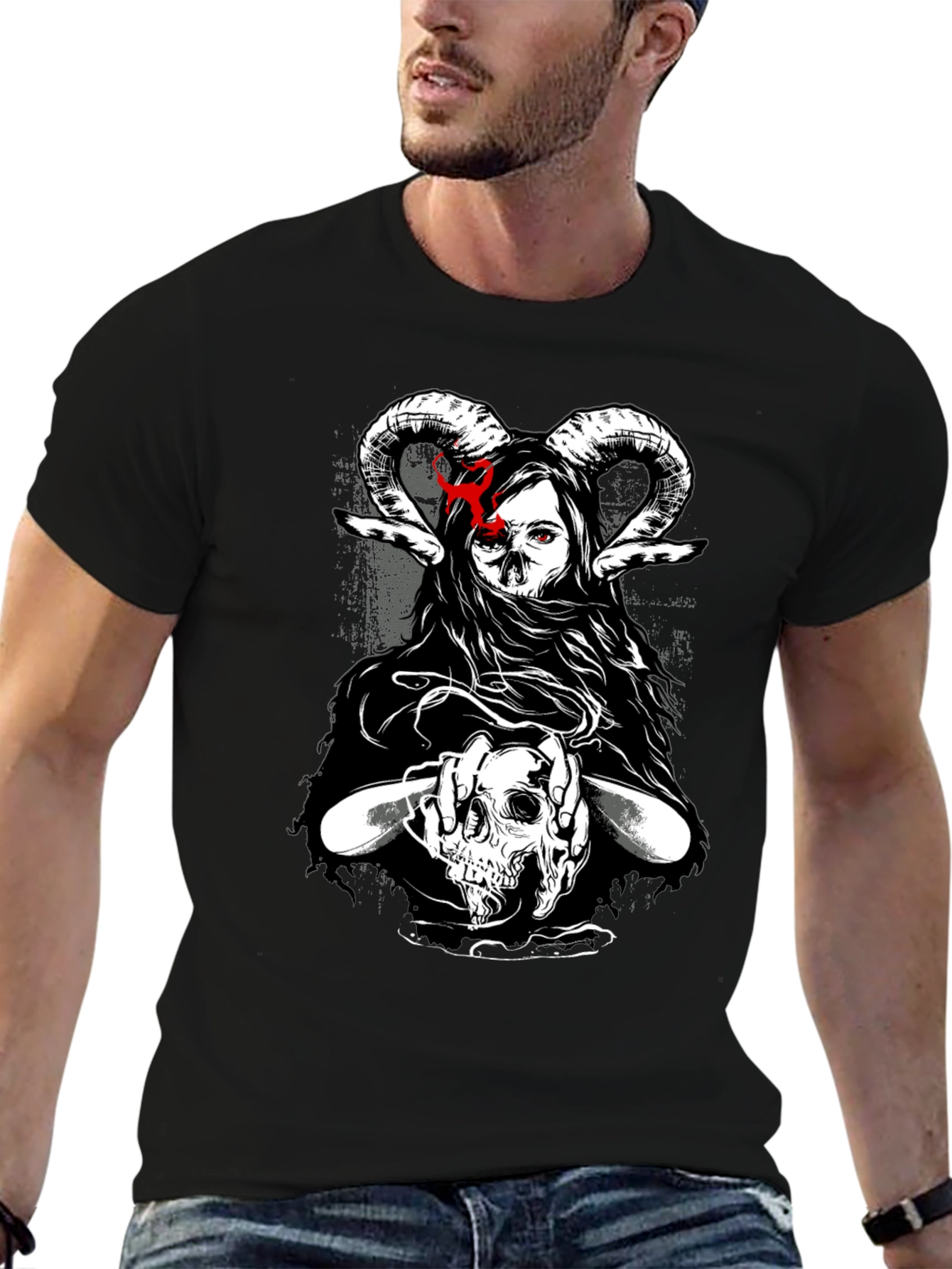Dark Graphic T-Shirt - Skull & Occult Design