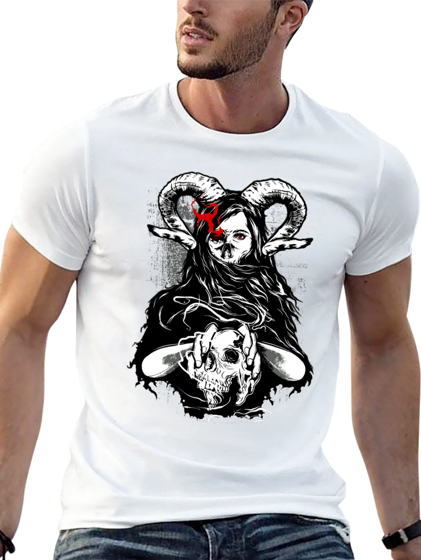 Dark Graphic T-Shirt - Skull & Occult Design