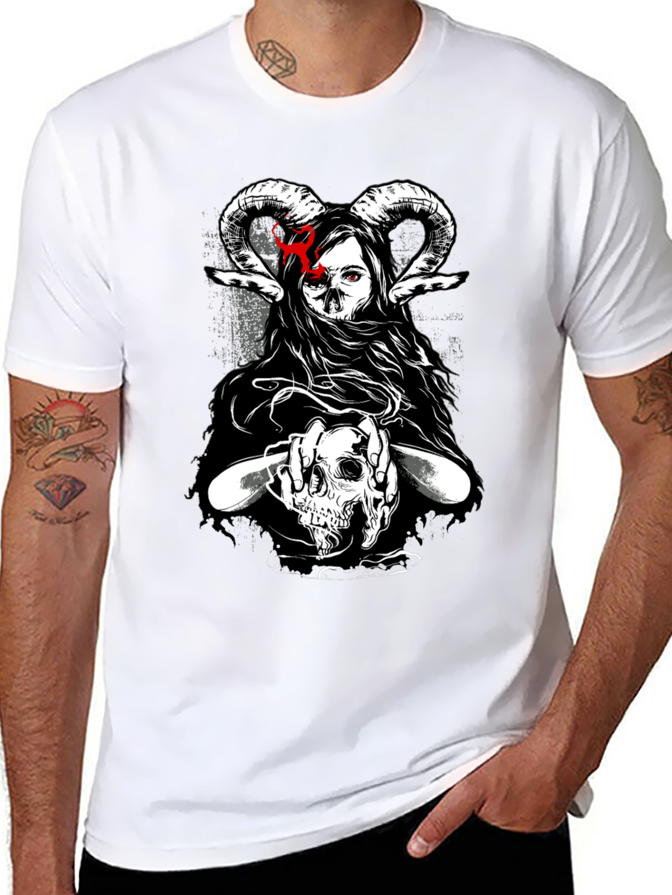 Dark Graphic T-Shirt - Skull & Occult Design