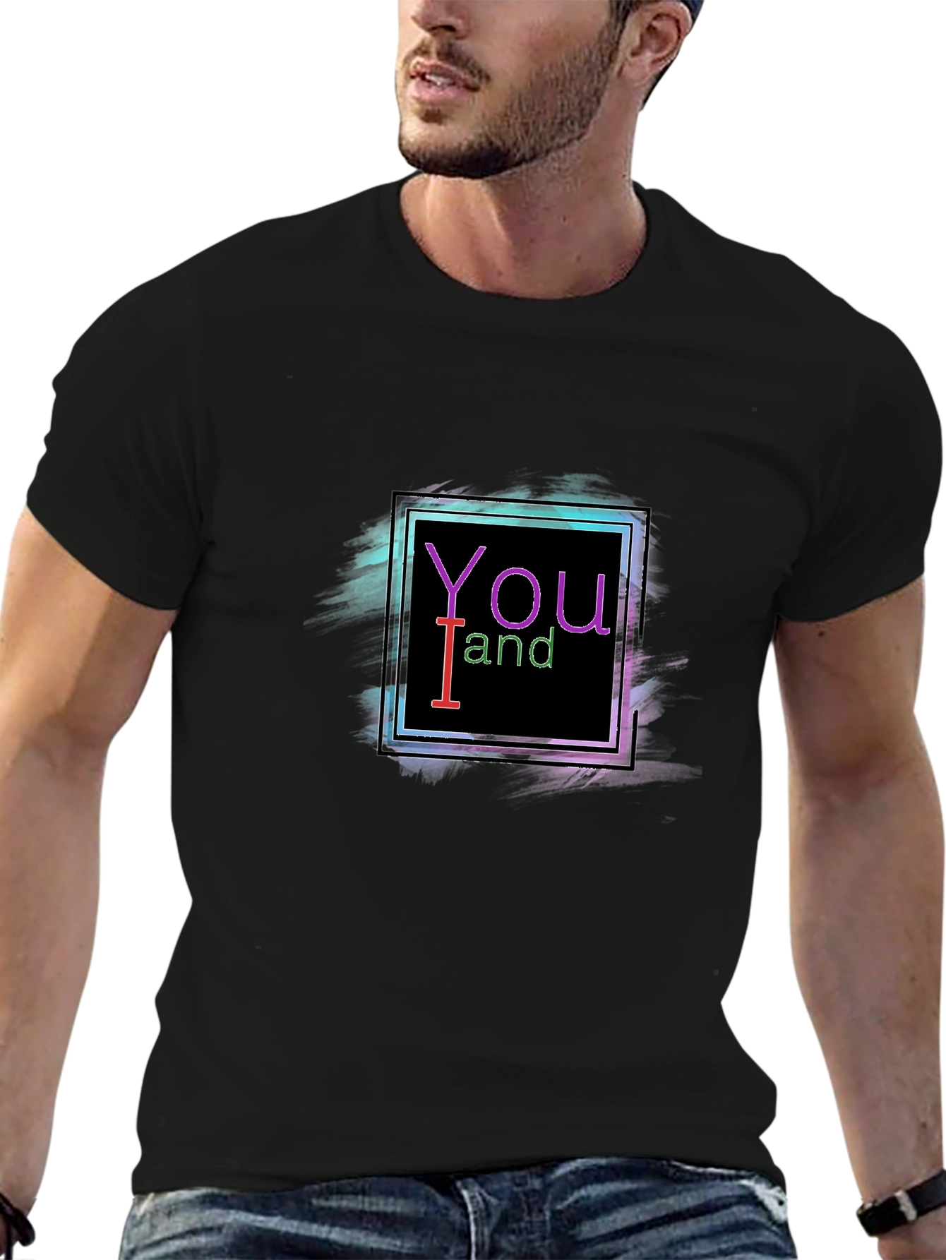 You and I Neon Graphic Black T-Shirt