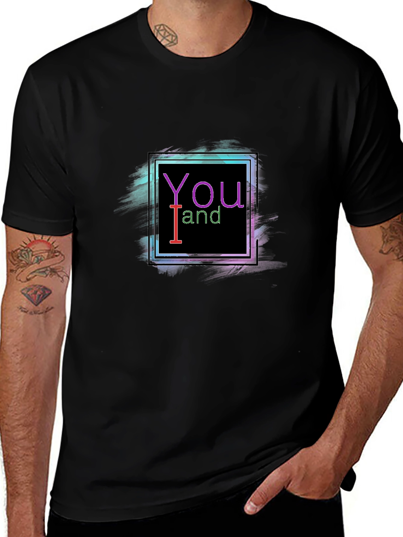 You and I Neon Graphic Black T-Shirt