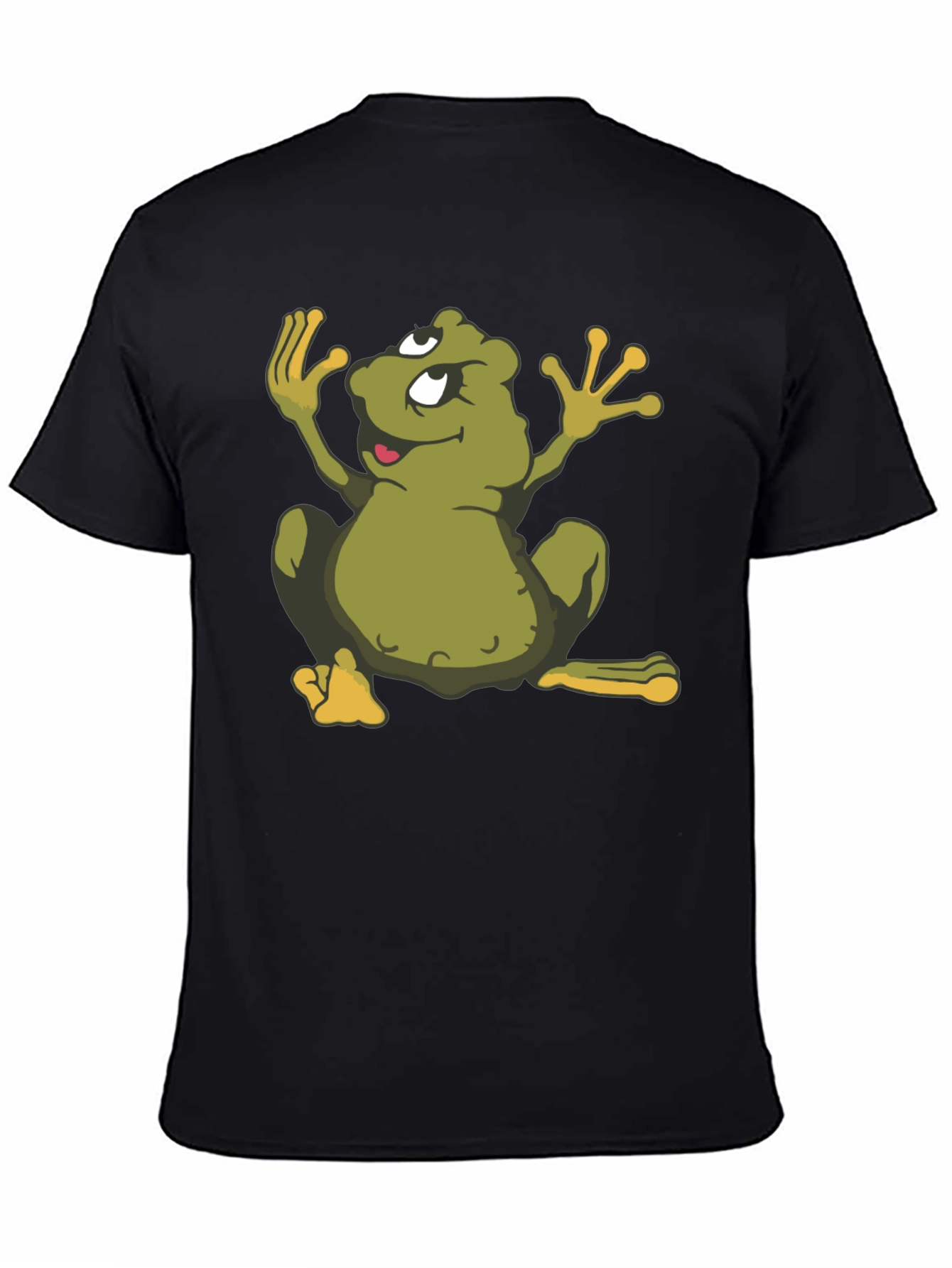 Cartoon Frog Black T-Shirt - Funky Graphic Tee