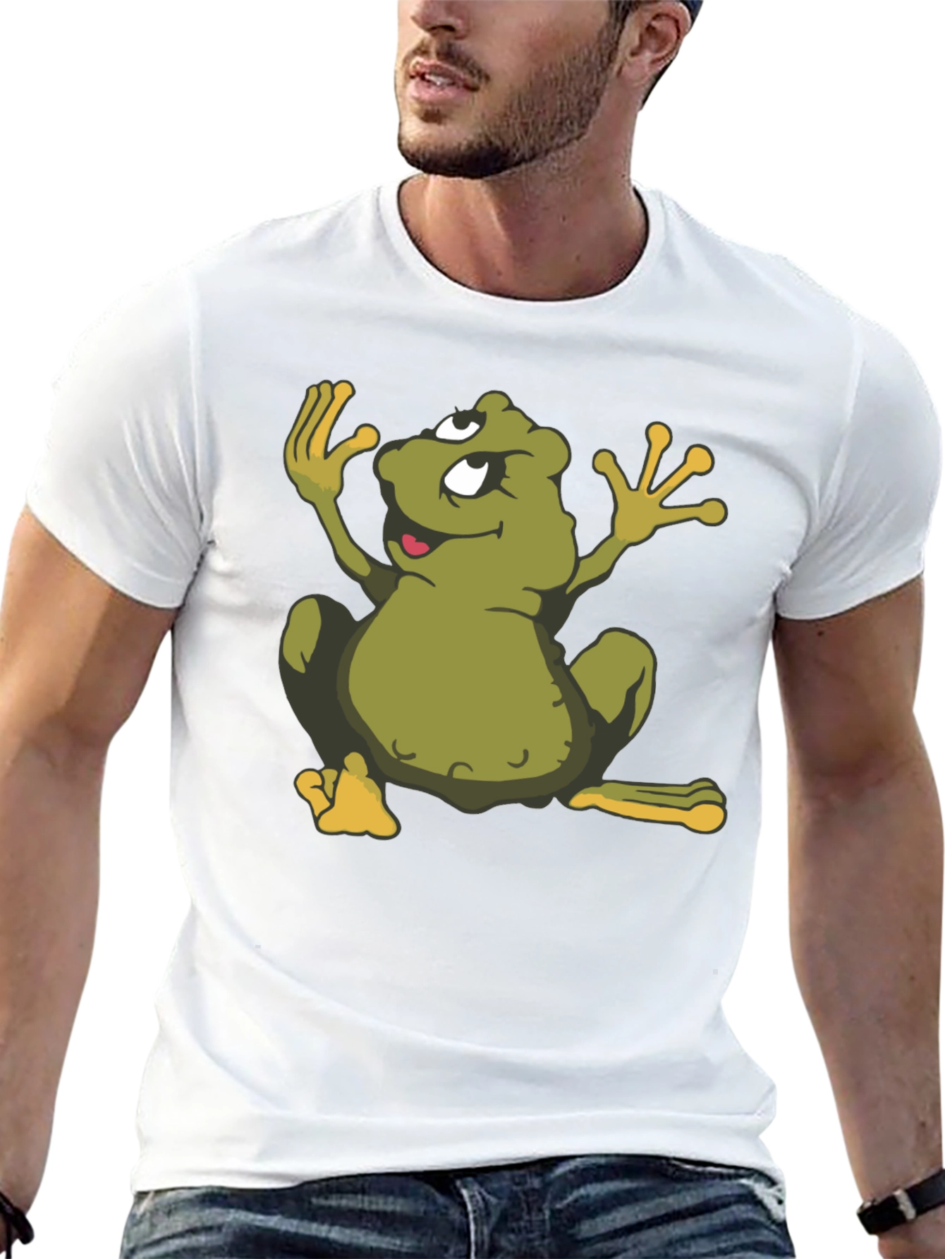 Cartoon Frog Black T-Shirt - Funky Graphic Tee
