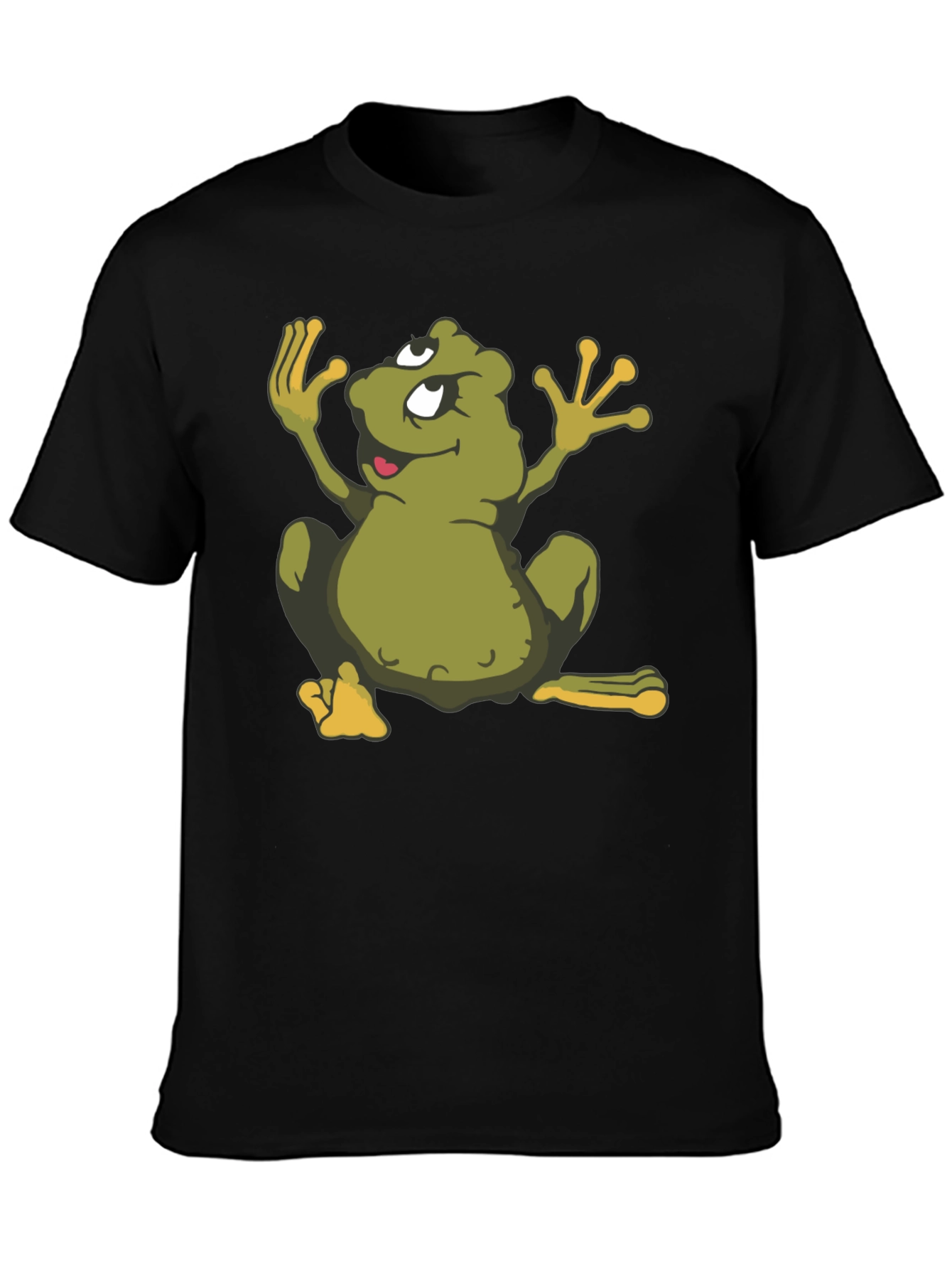 Cartoon Frog Black T-Shirt - Funky Graphic Tee