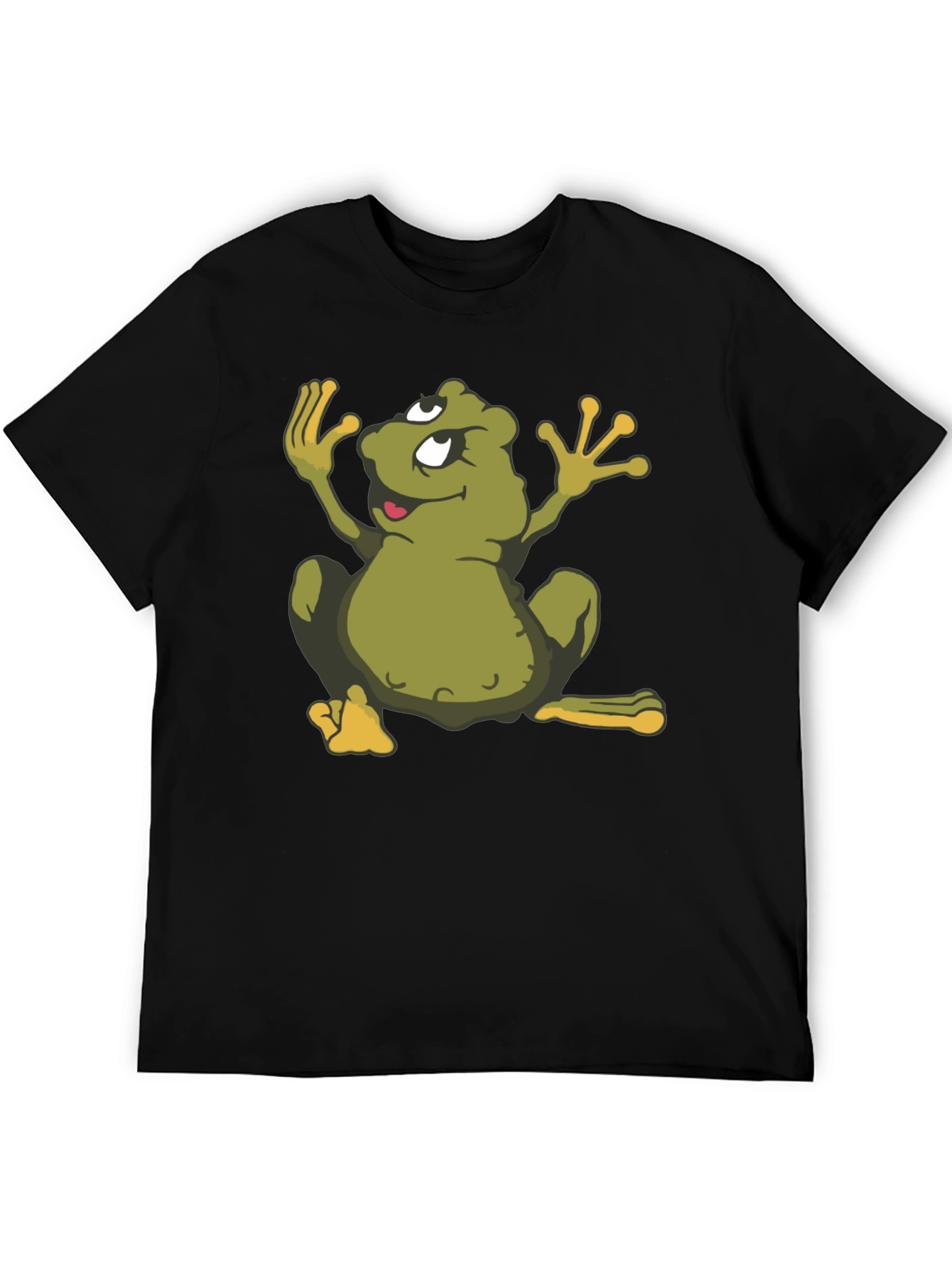 Cartoon Frog Black T-Shirt - Funky Graphic Tee