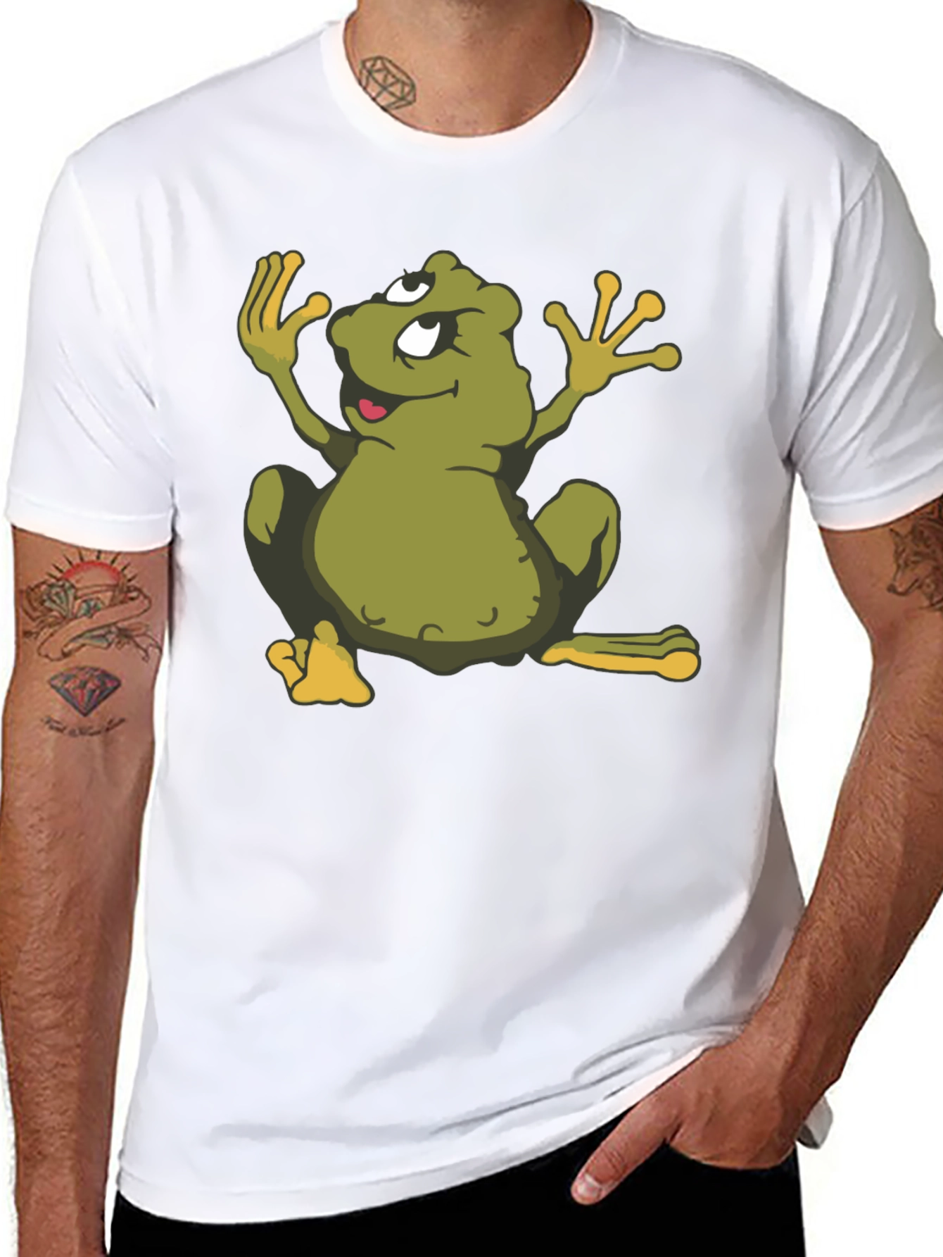 Cartoon Frog Black T-Shirt - Funky Graphic Tee