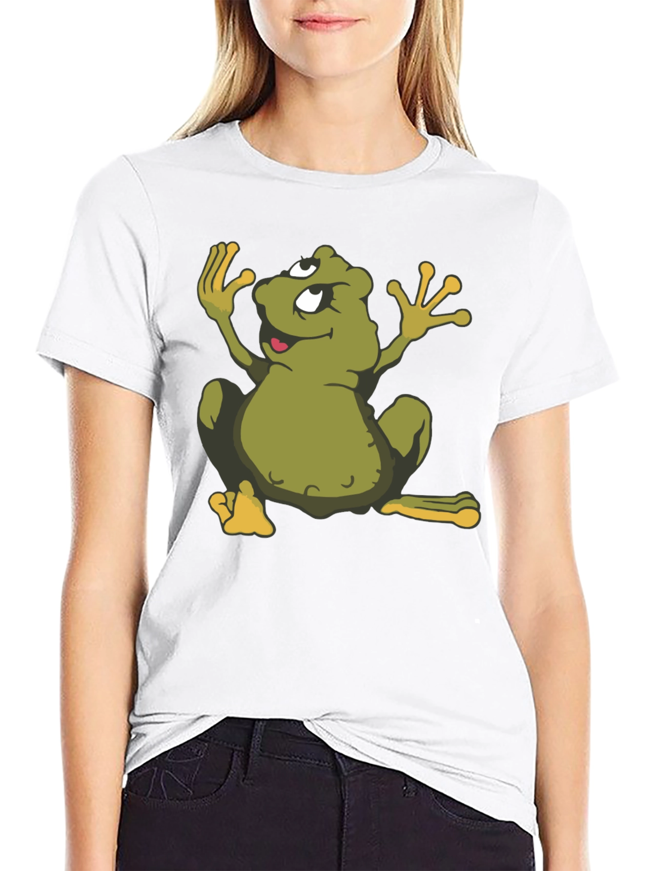 Cartoon Frog Black T-Shirt - Funky Graphic Tee