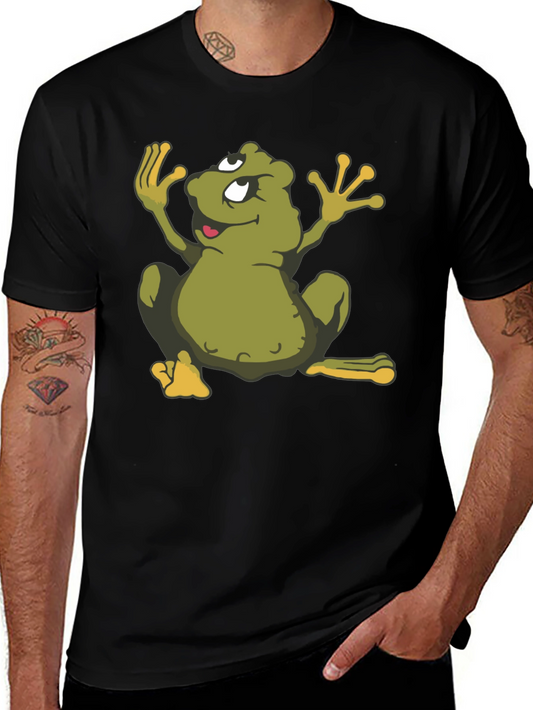 Cartoon Frog Black T-Shirt - Funky Graphic Tee