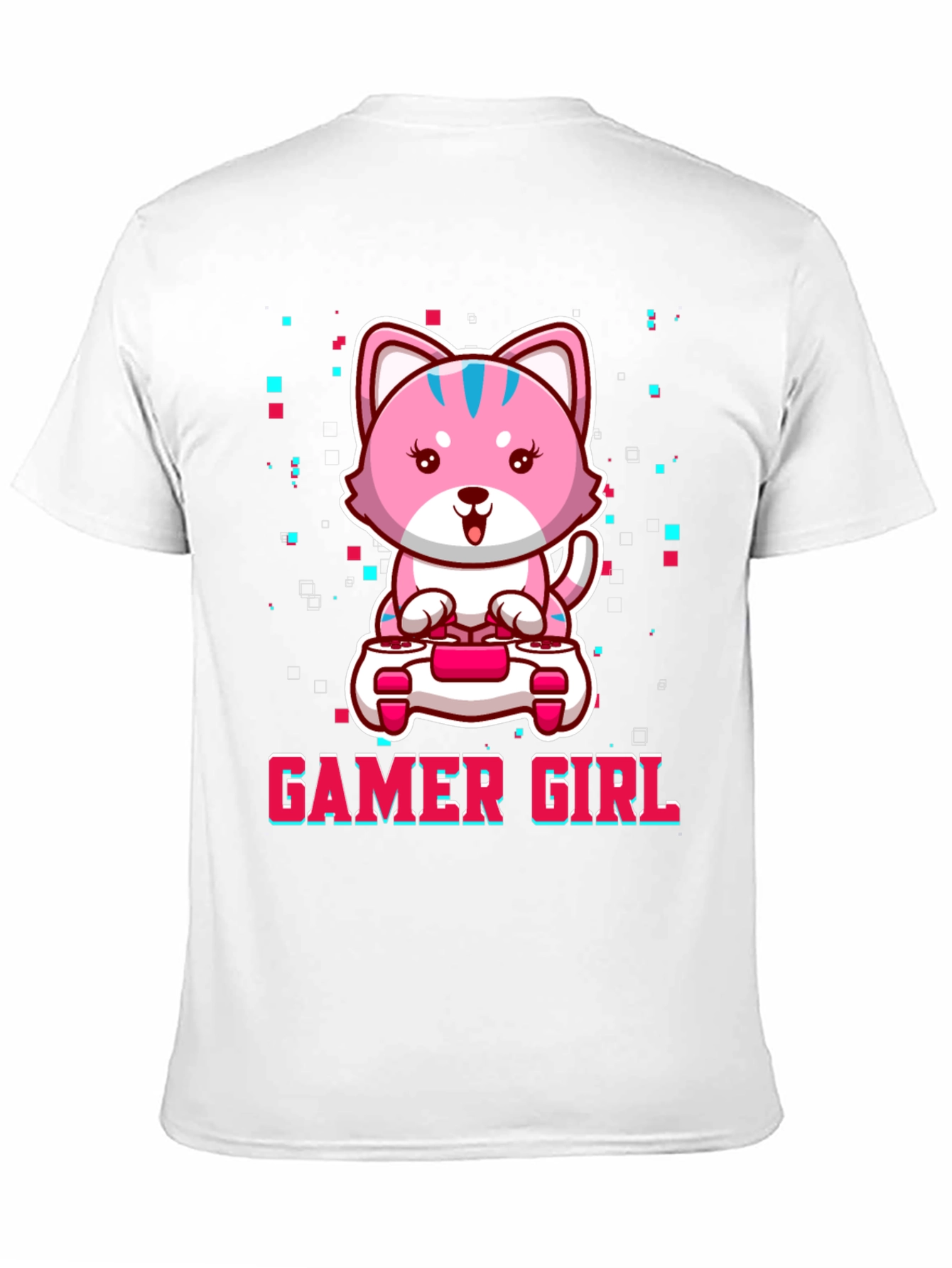 Gamer Girl Cute Pink Kitty Cat Graphic T-Shirt
