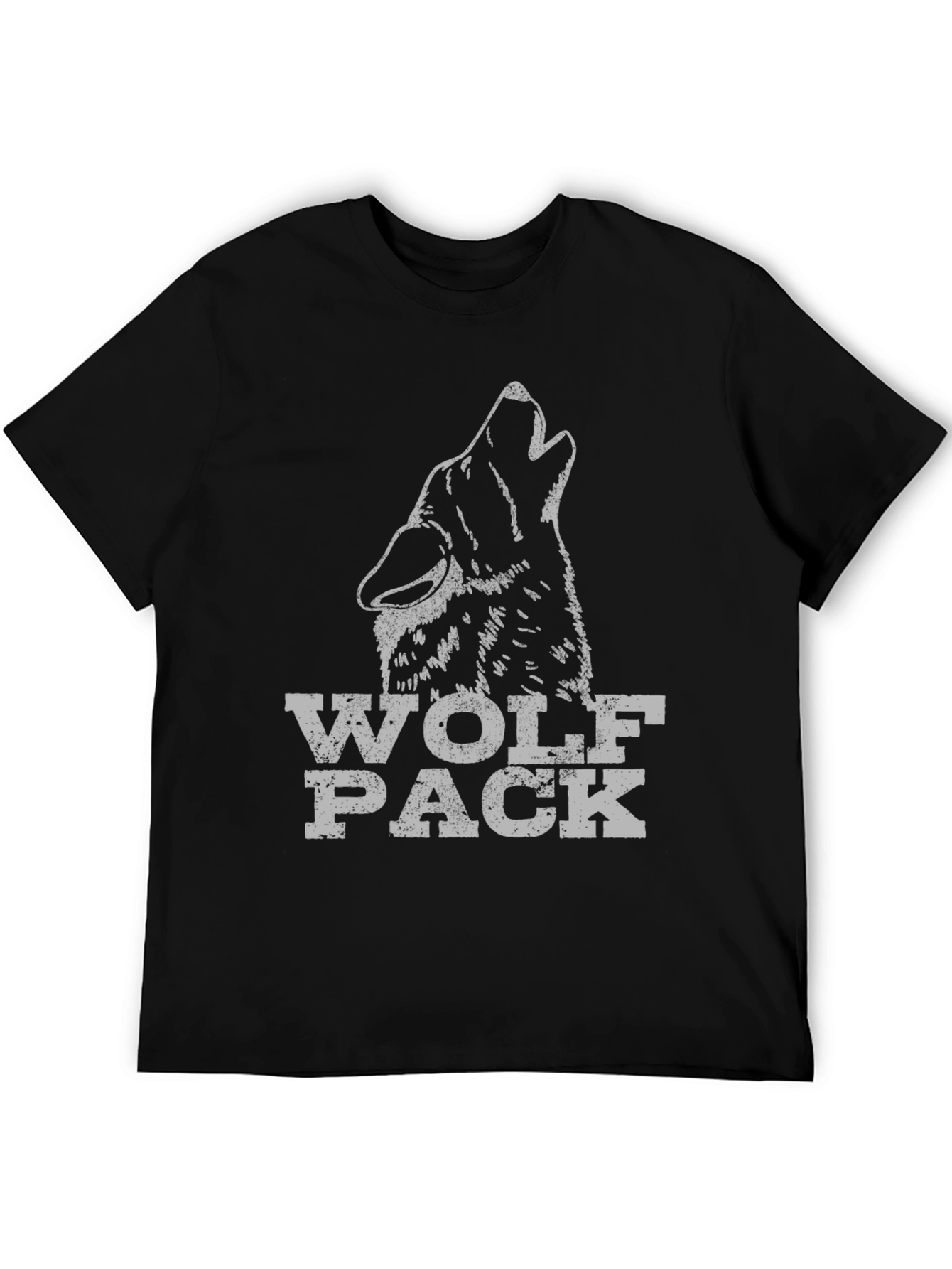 Wolf Pack Graphic Tee - Black Cotton T-Shirt