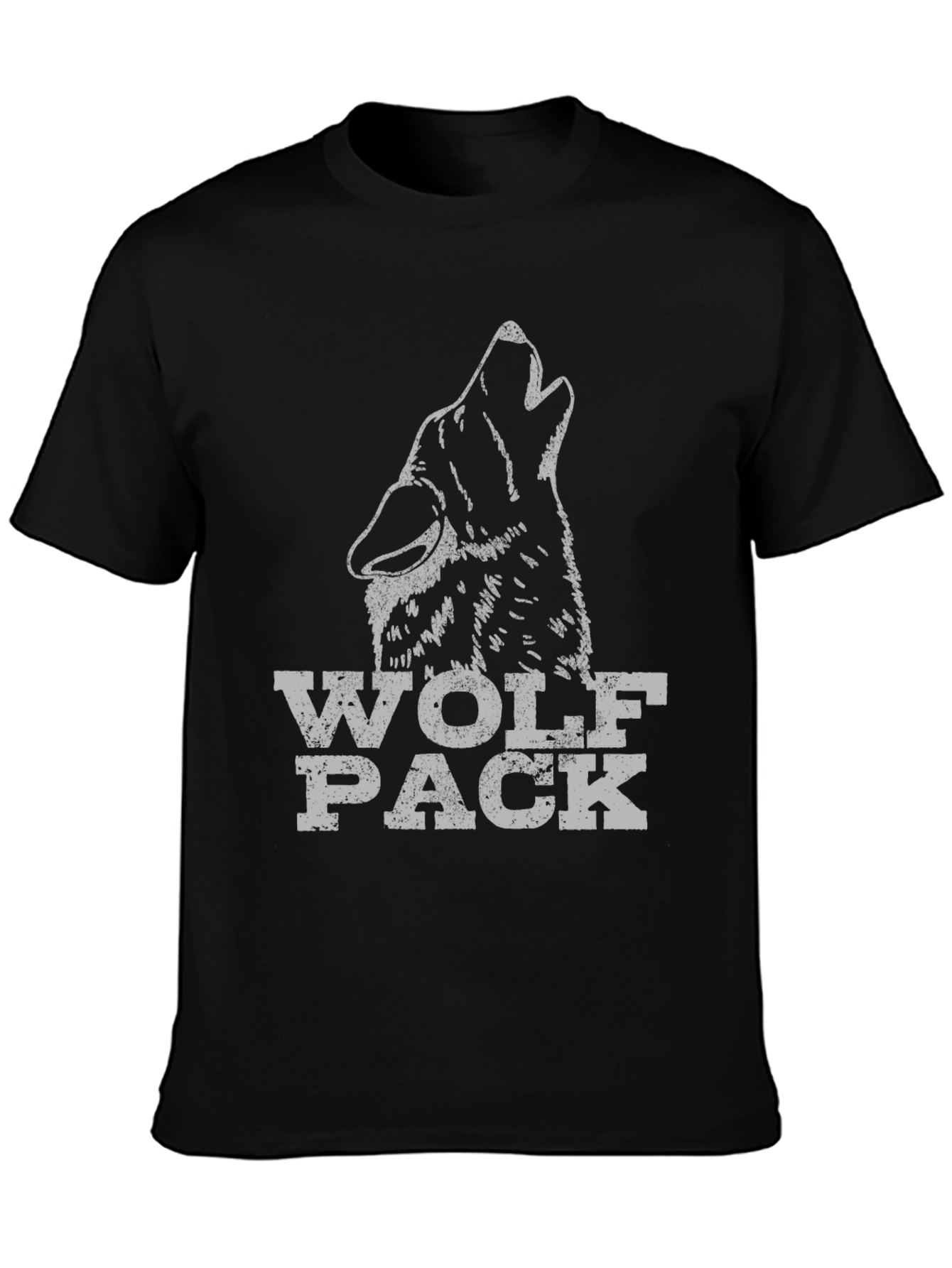 Wolf Pack Graphic Tee - Black Cotton T-Shirt