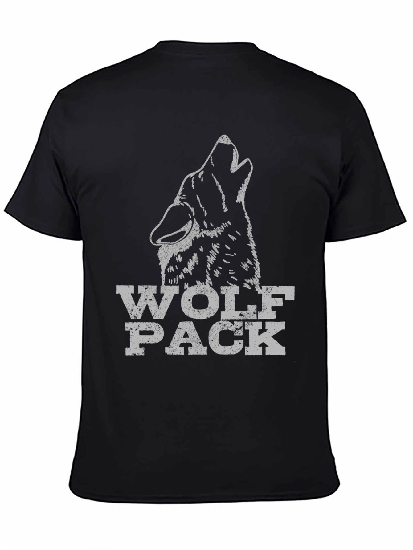 Wolf Pack Graphic Tee - Black Cotton T-Shirt
