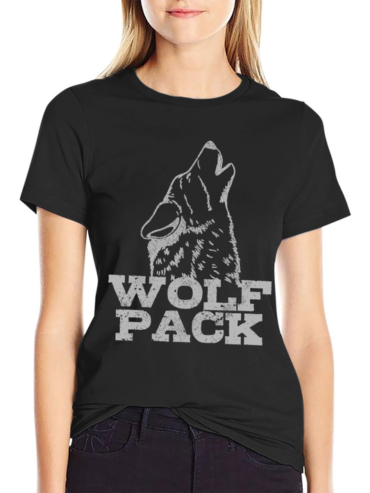 Wolf Pack Graphic Tee - Black Cotton T-Shirt