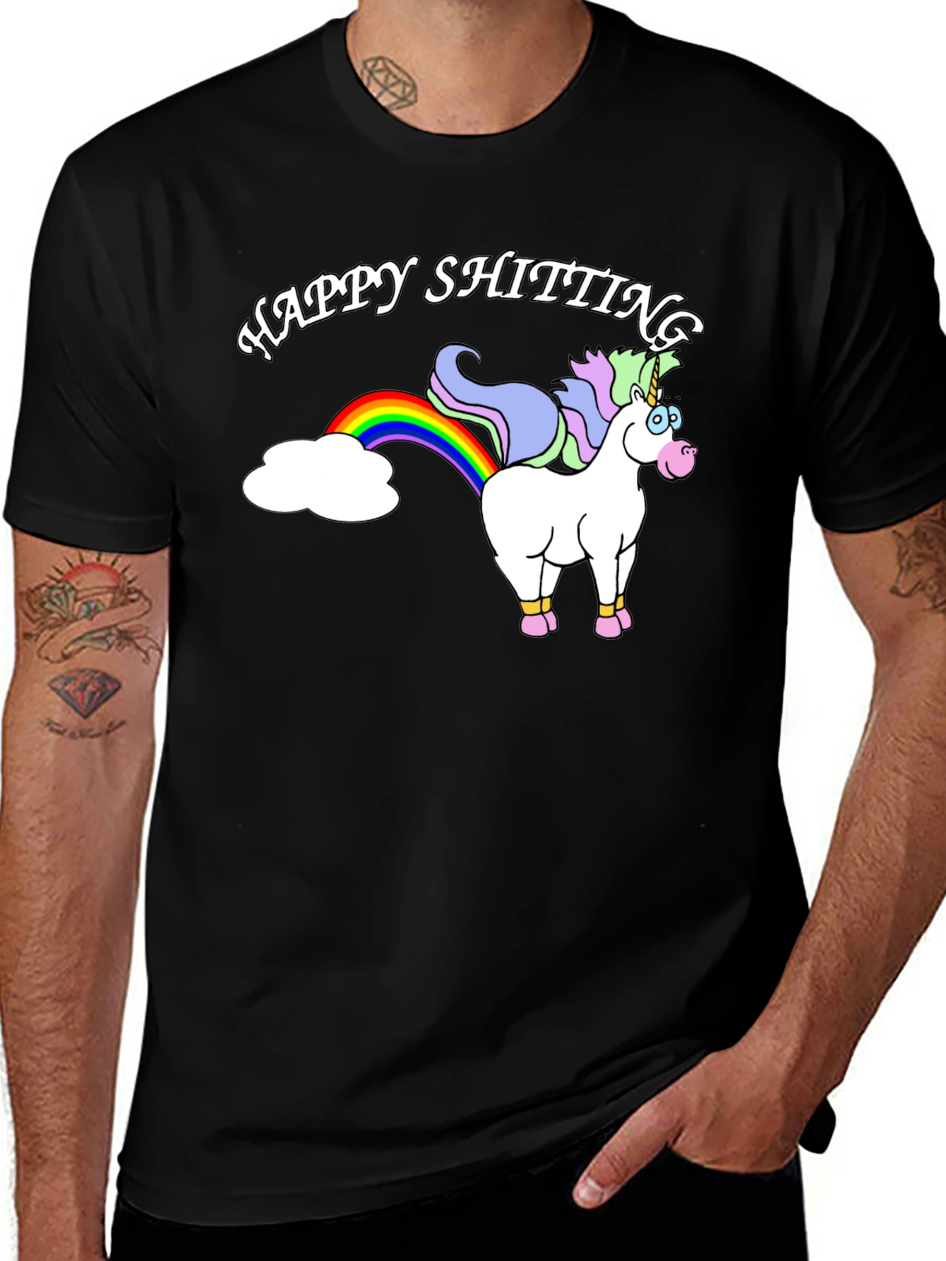 Happy Shitting Unicorn Graphic T-Shirt