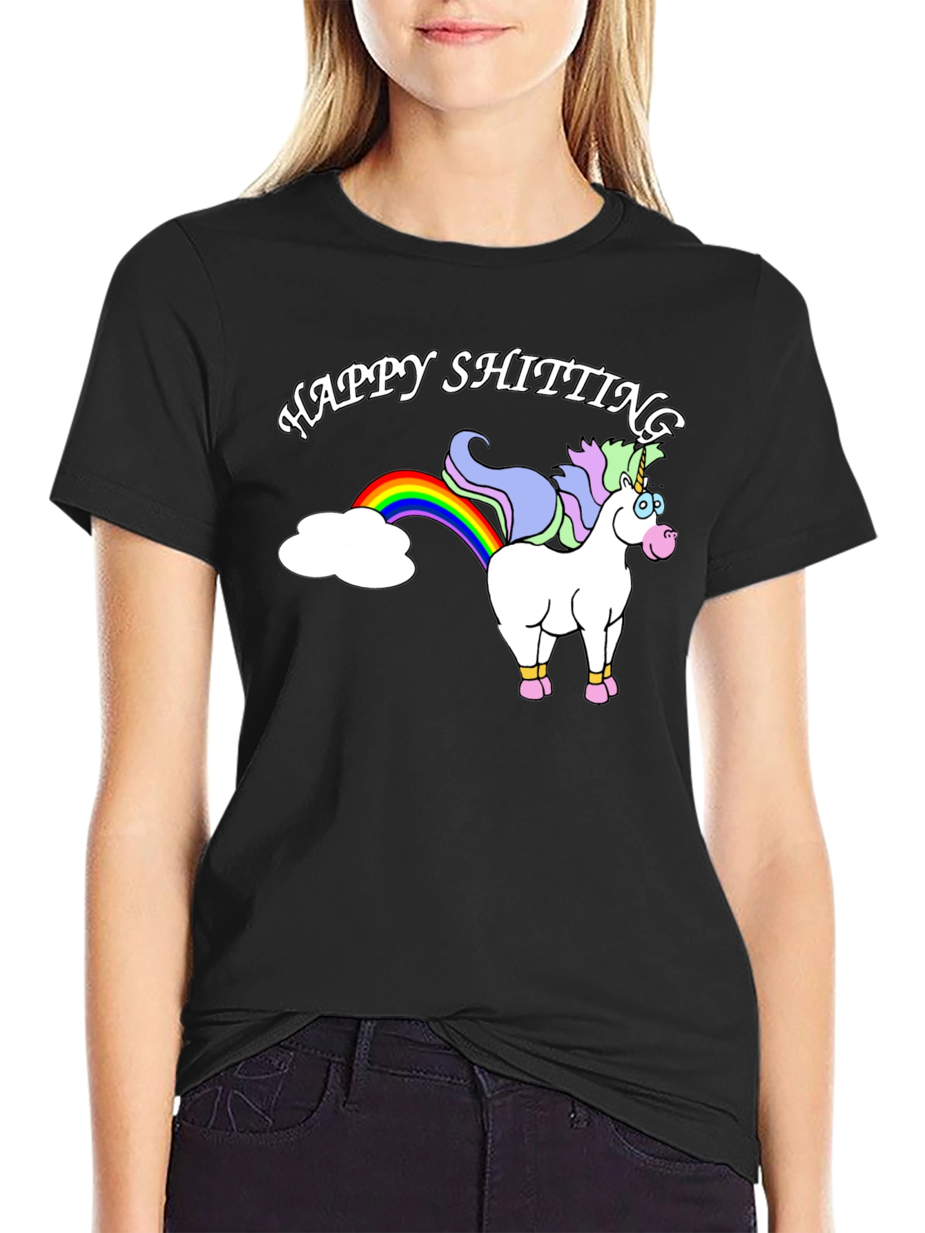 Happy Shitting Unicorn Graphic T-Shirt