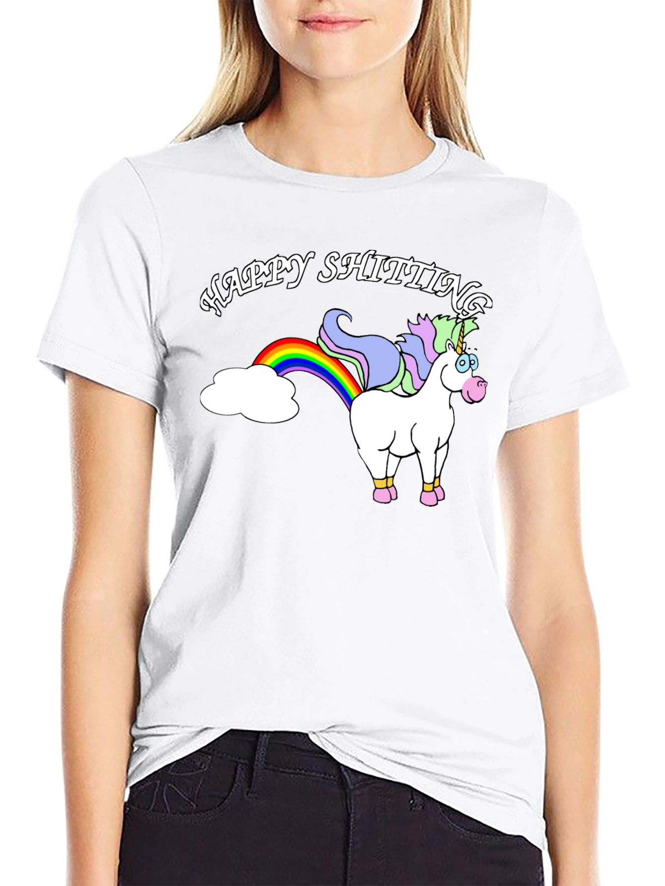 Happy Shitting Unicorn Graphic T-Shirt
