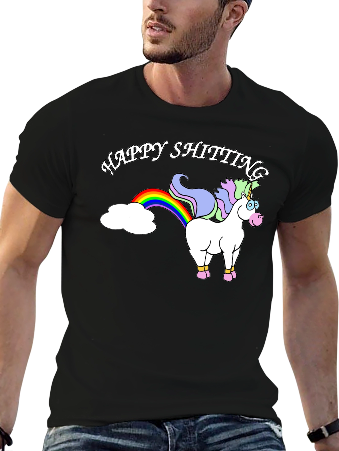 Happy Shitting Unicorn Graphic T-Shirt