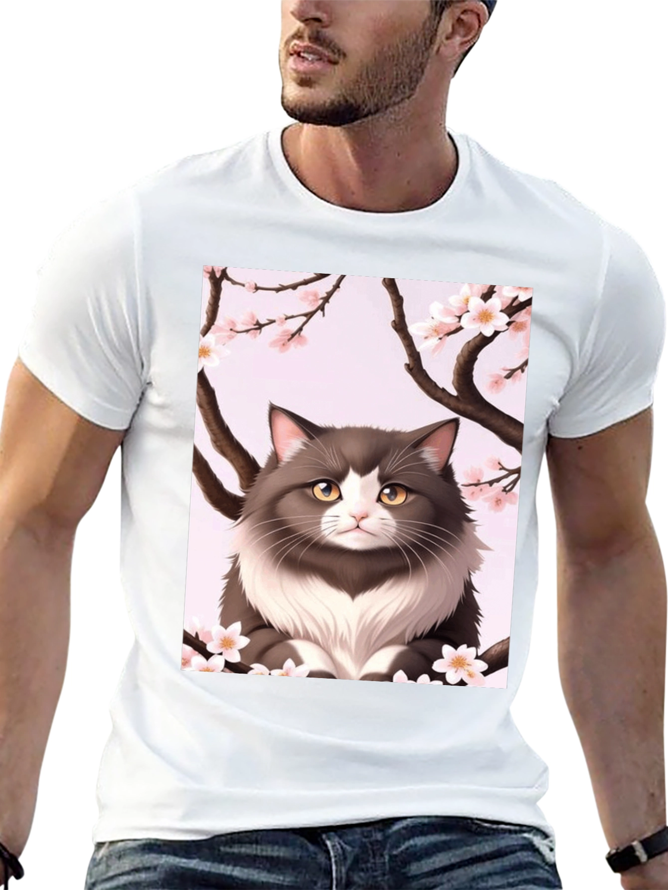 Cat Cherry Blossom T-Shirt