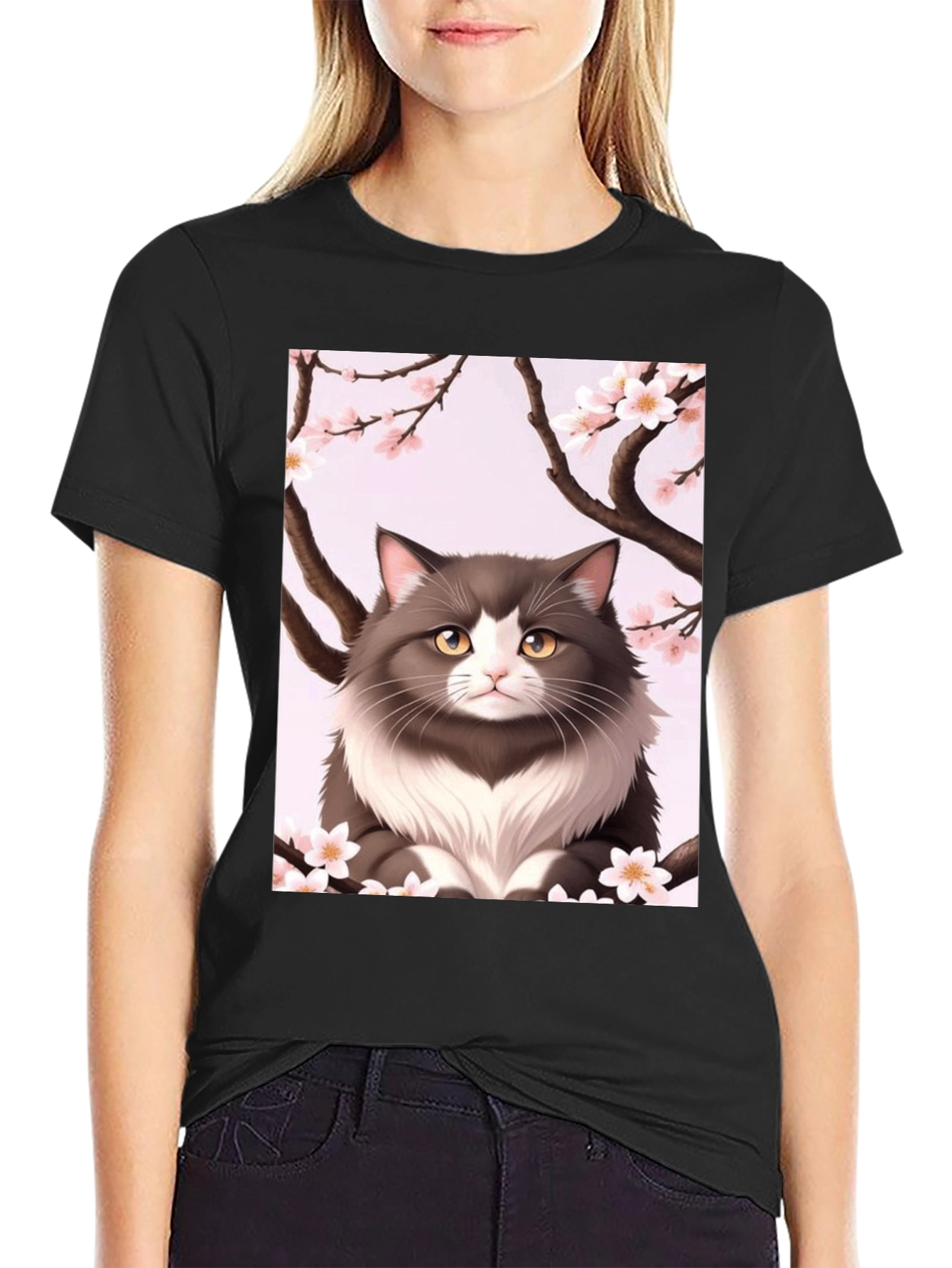 Cat Cherry Blossom T-Shirt