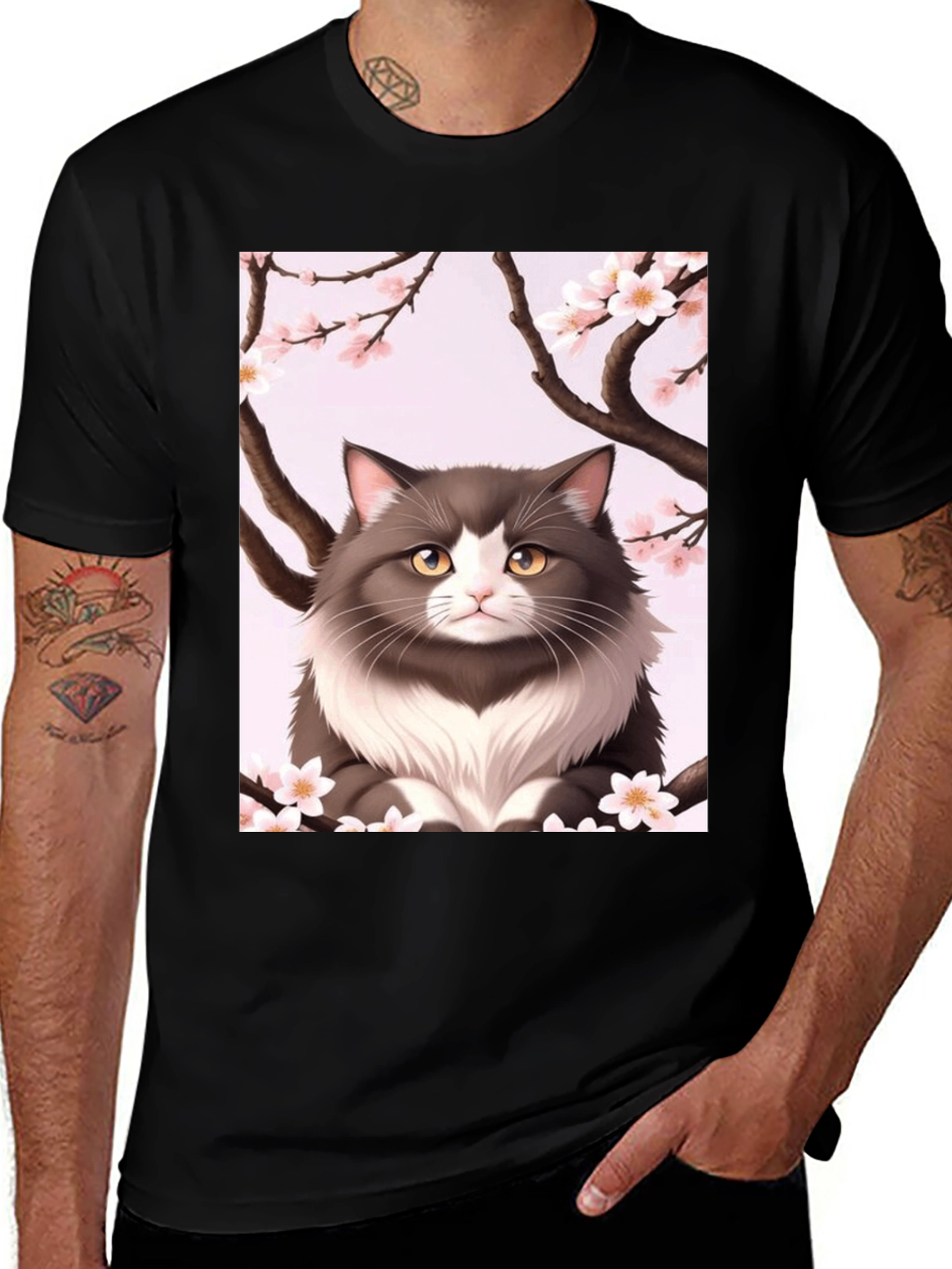 Cat Cherry Blossom T-Shirt