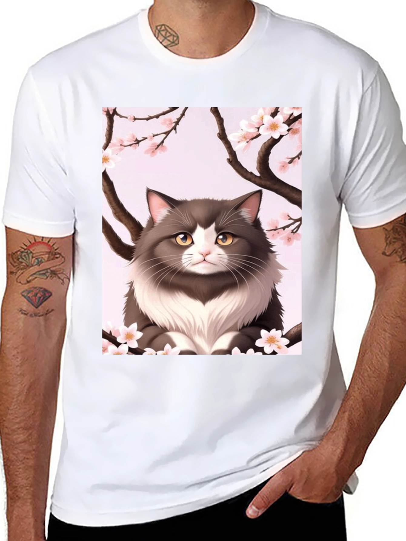 Cat Cherry Blossom T-Shirt