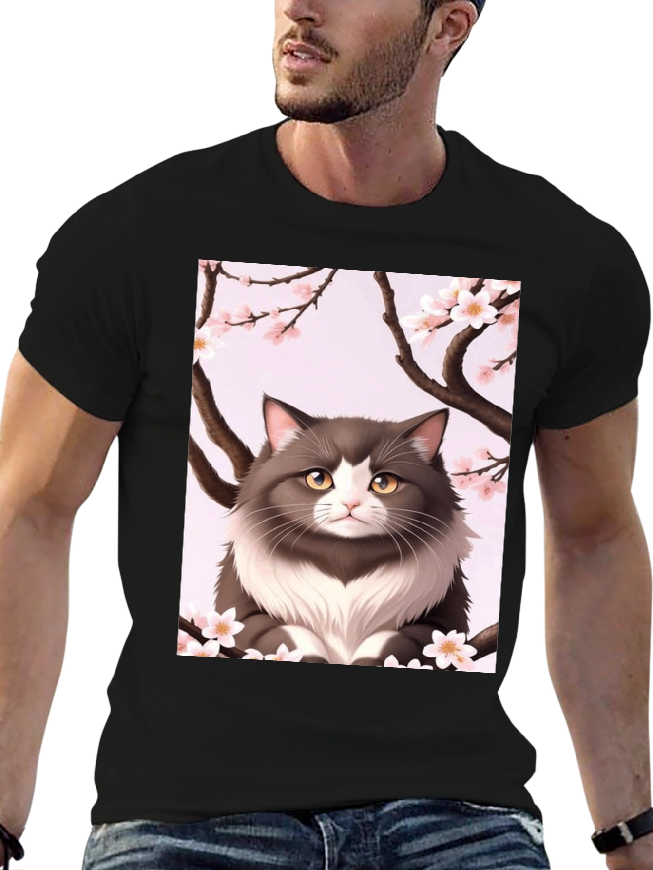 Cat Cherry Blossom T-Shirt