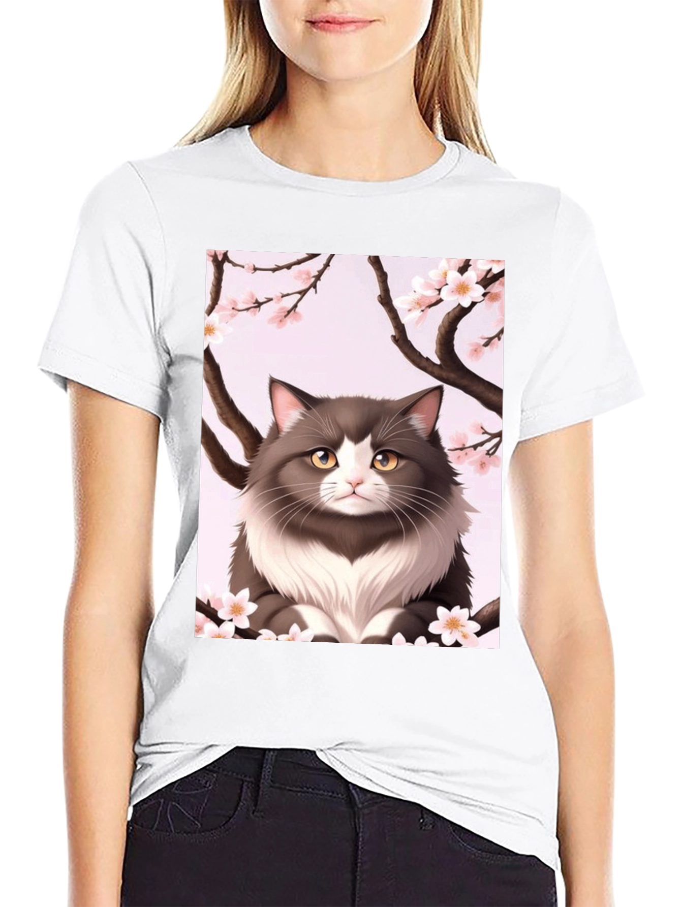 Cat Cherry Blossom T-Shirt