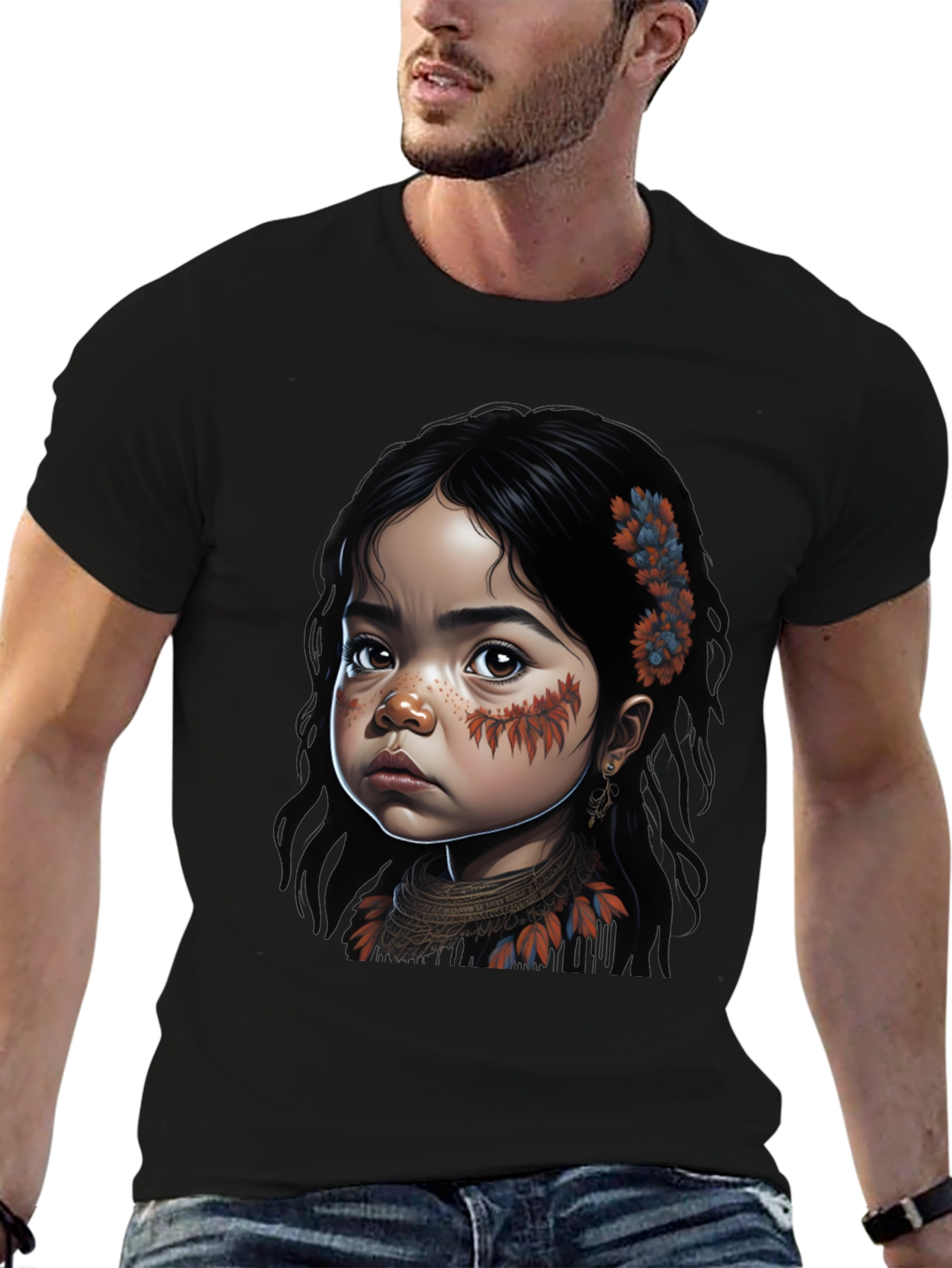 Native Girl Graphic Tee - Unisex Black T-Shirt
