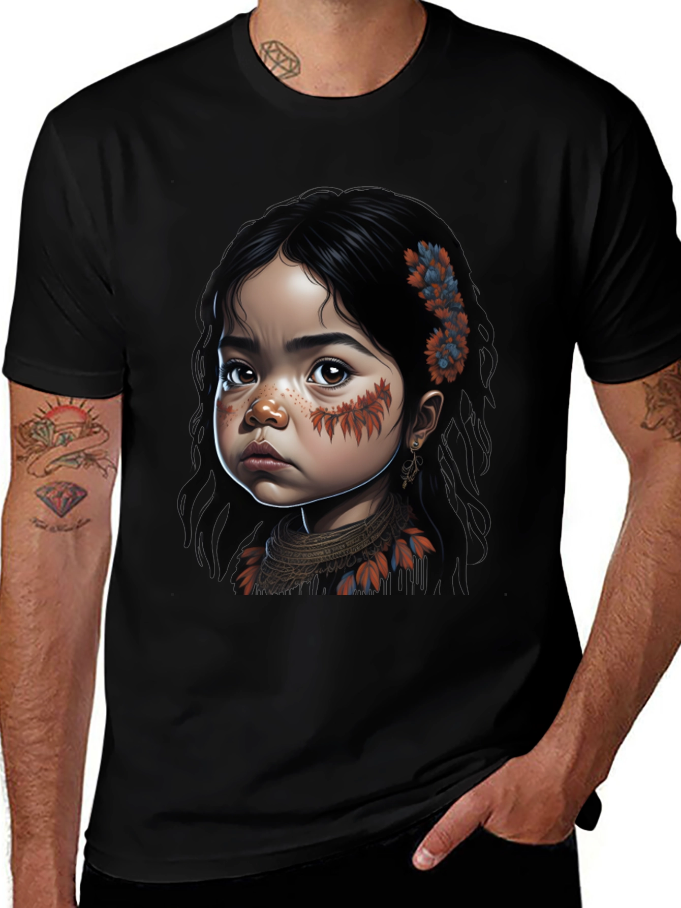 Native Girl Graphic Tee - Unisex Black T-Shirt