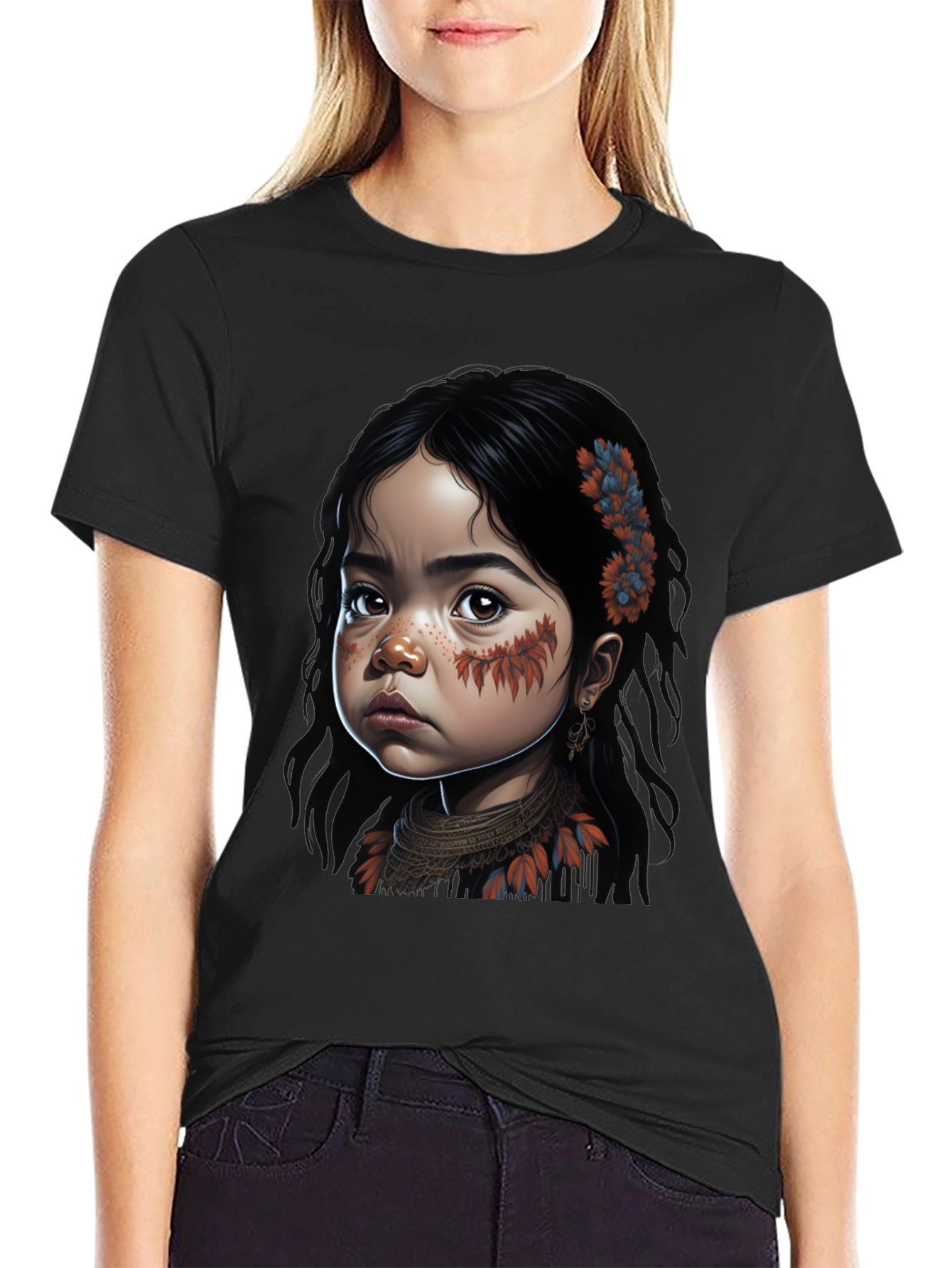 Native Girl Graphic Tee - Unisex Black T-Shirt