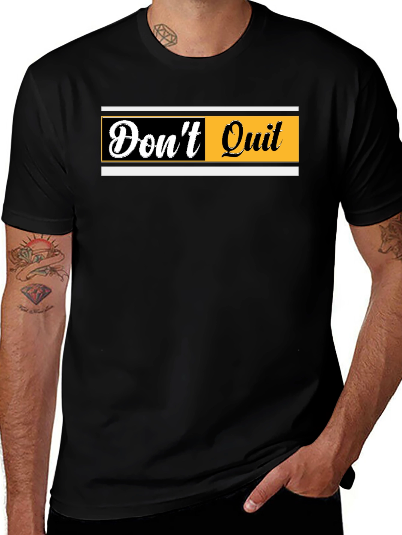 Dont Quit Graphic Print Black T-Shirt