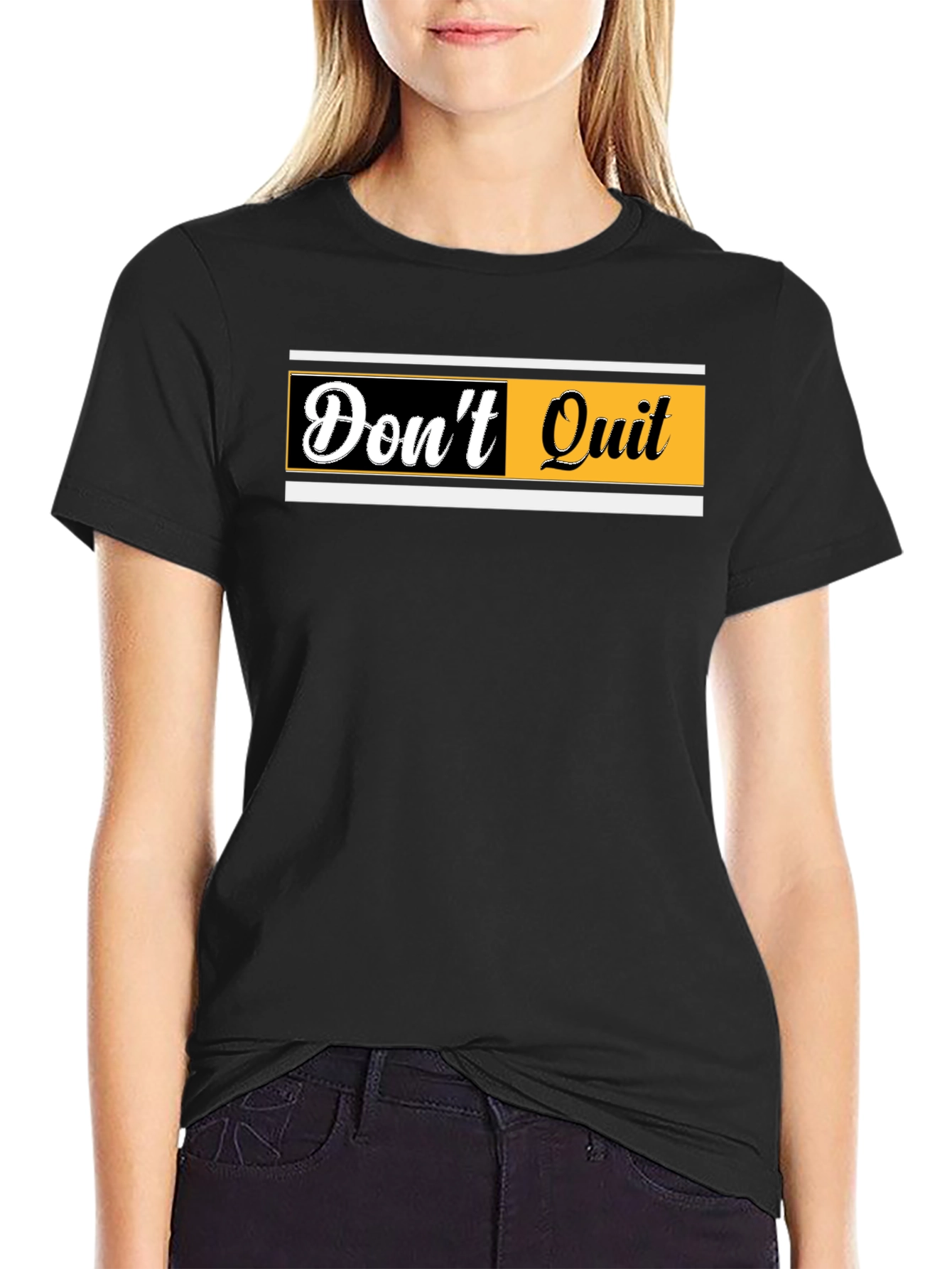 Dont Quit Graphic Print Black T-Shirt