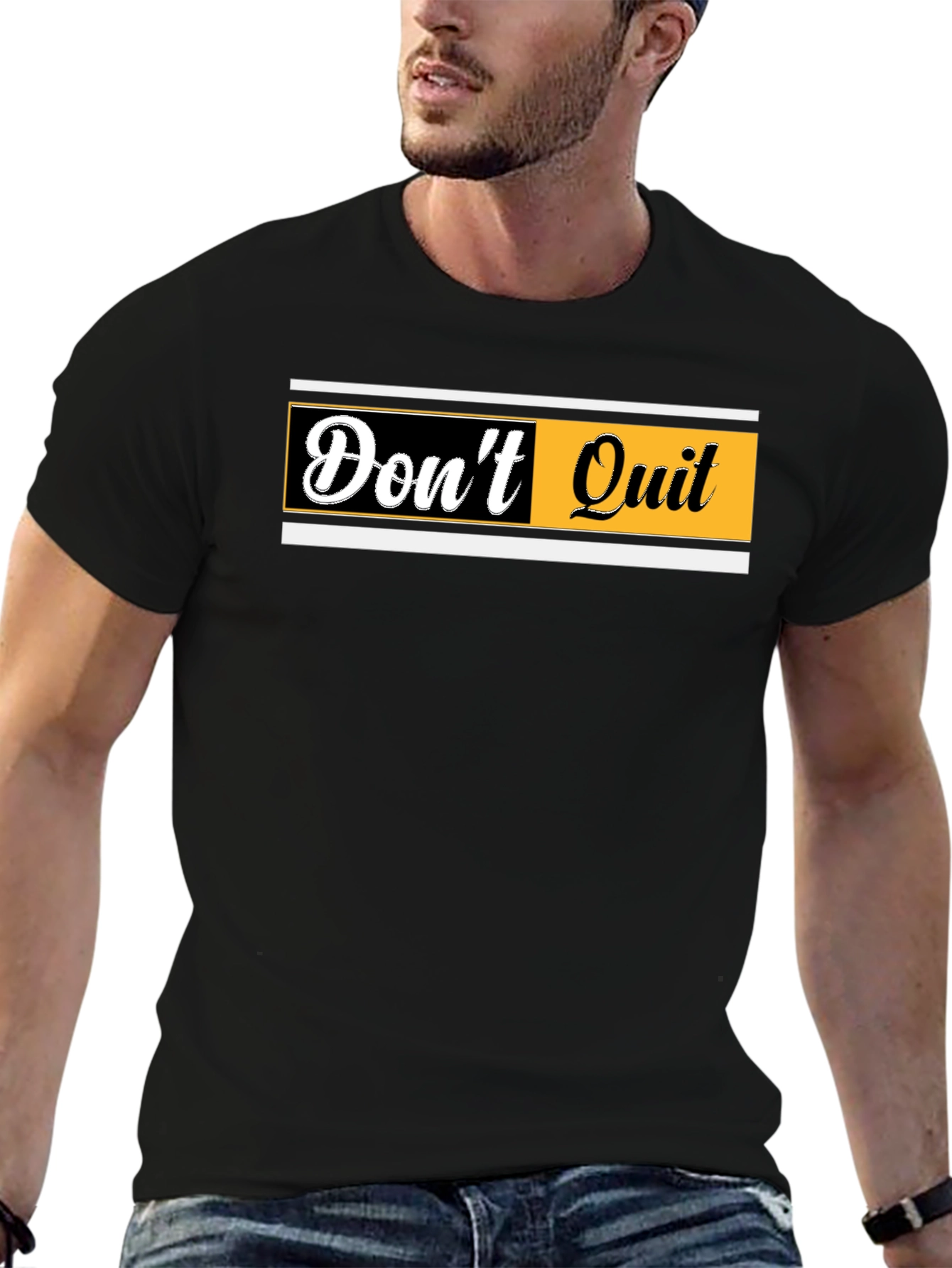 Dont Quit Graphic Print Black T-Shirt