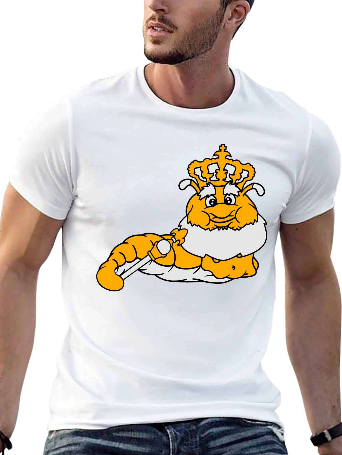 Cartoon Caterpillar King Graphic T-Shirt