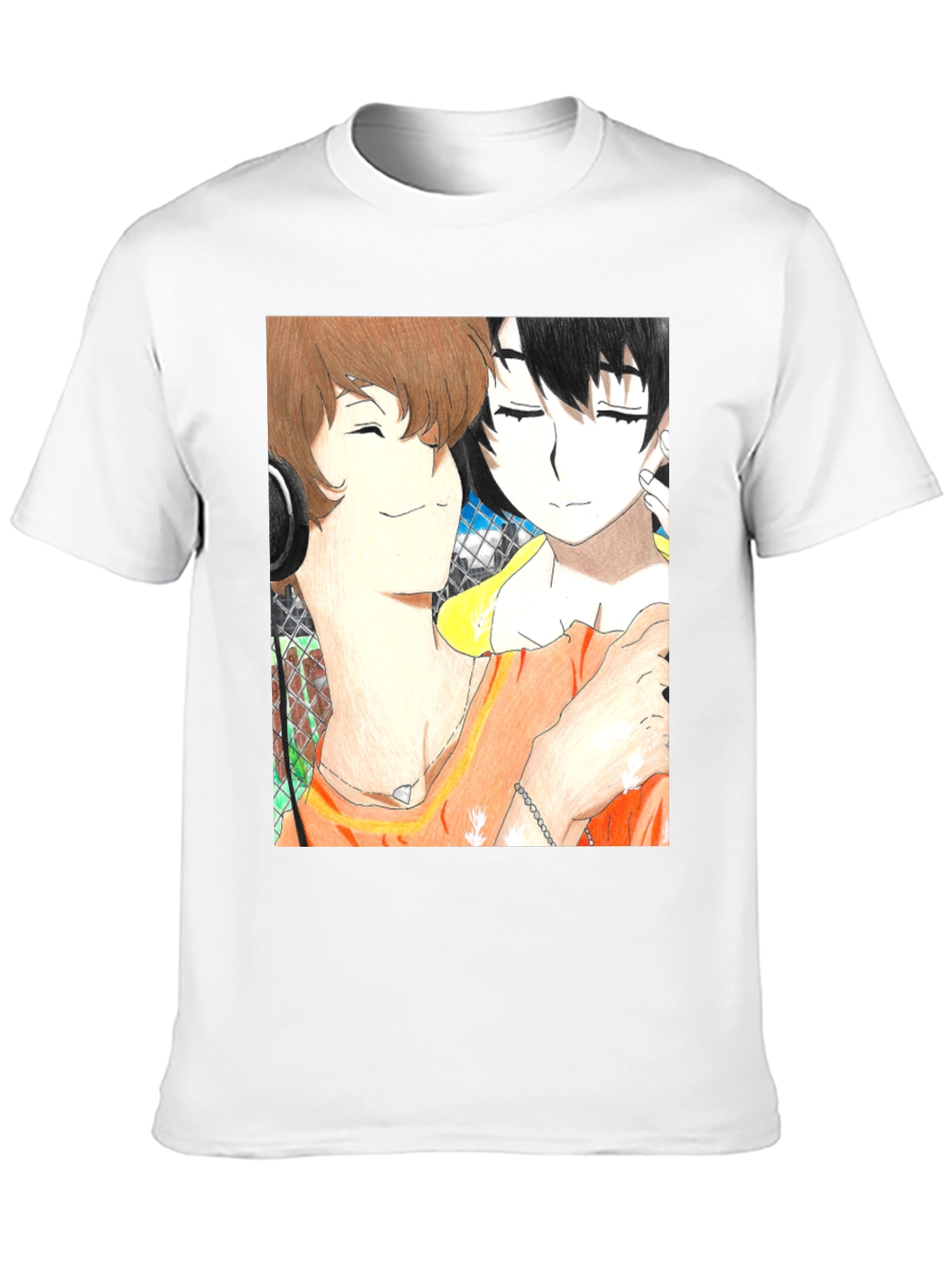Anime Couple Graphic Tee - Soft Black Cotton