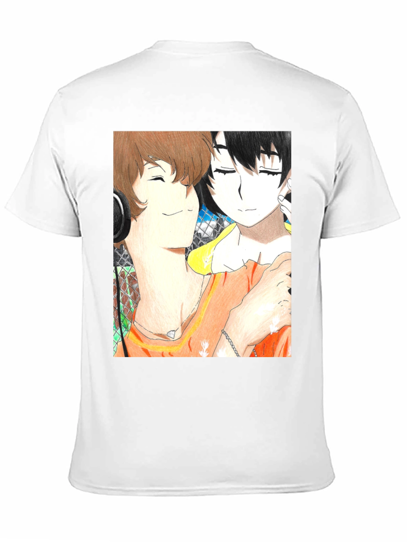 Anime Couple Graphic Tee - Soft Black Cotton