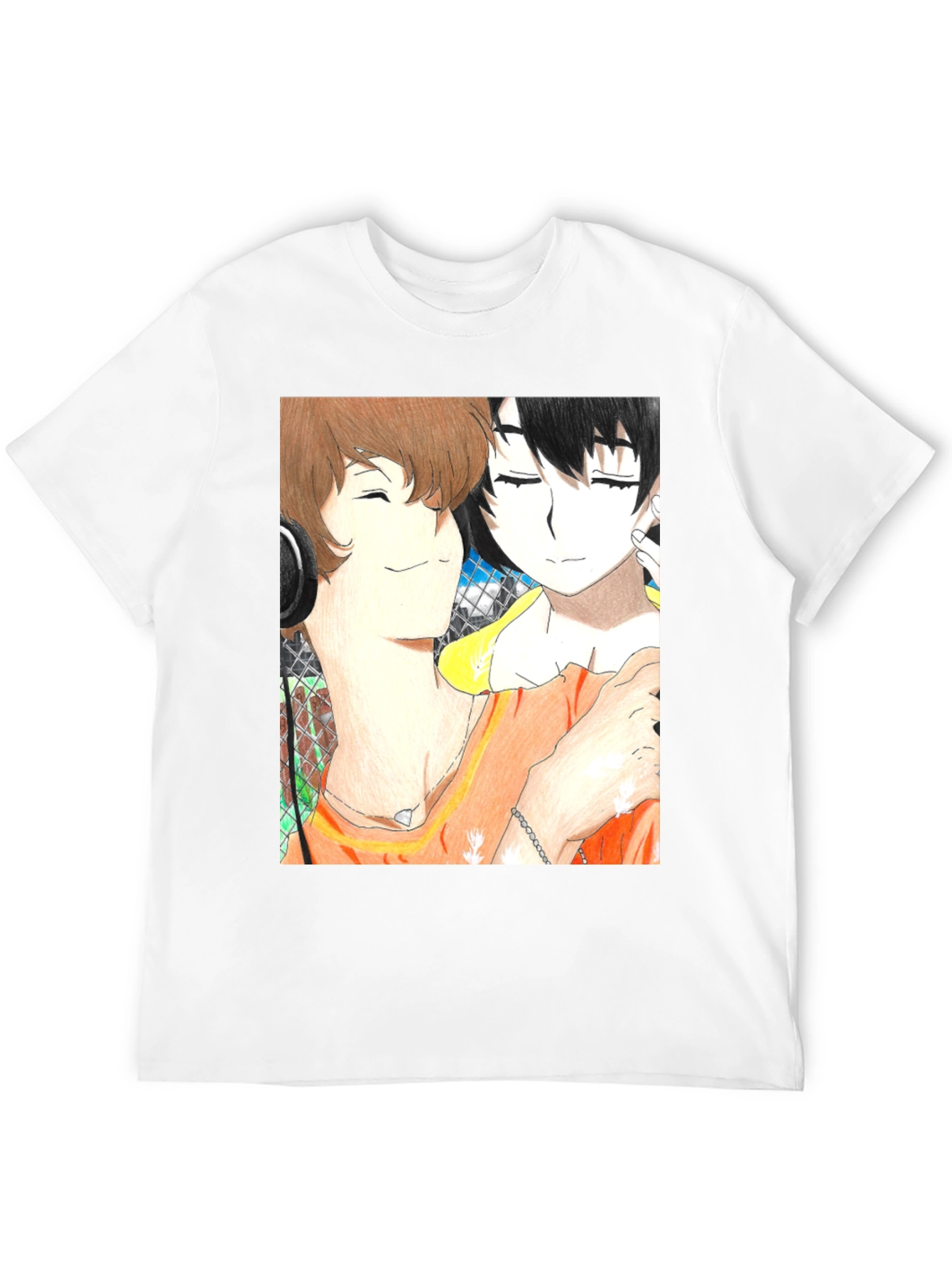 Anime Couple Graphic Tee - Soft Black Cotton