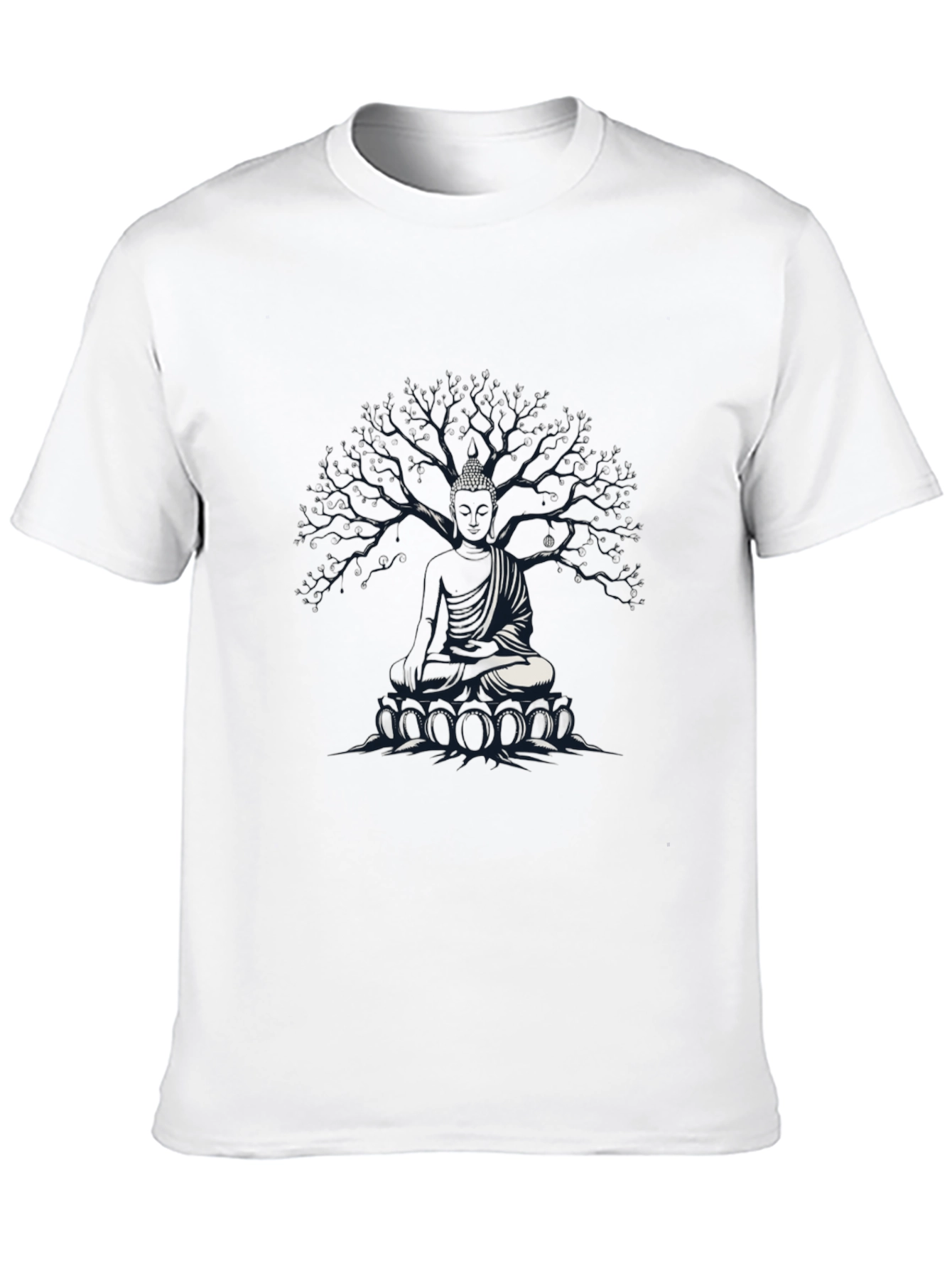 Buddha Tree Graphic T-Shirt - Meditative Style