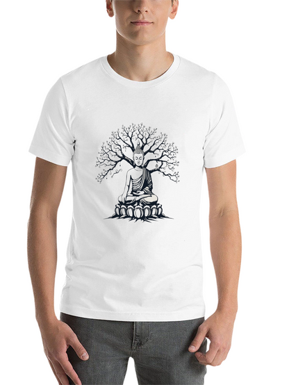Buddha Tree Graphic T-Shirt - Meditative Style